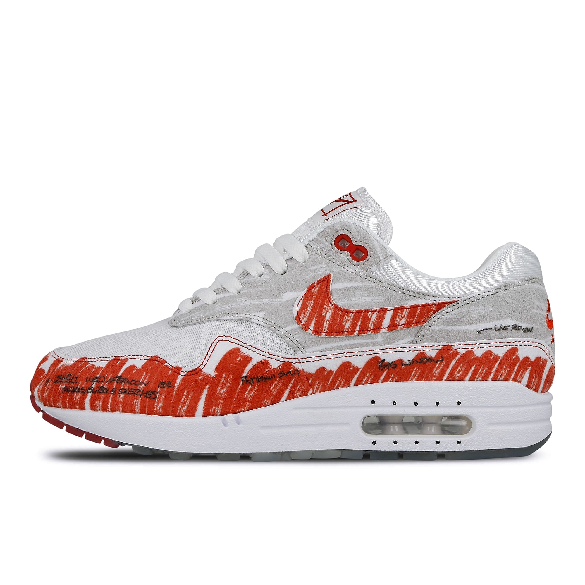 Nike air max 1 sketch to shelf White / University Red - Neutral Grey Low Top Sneakers CJ4286 101 | Overkill