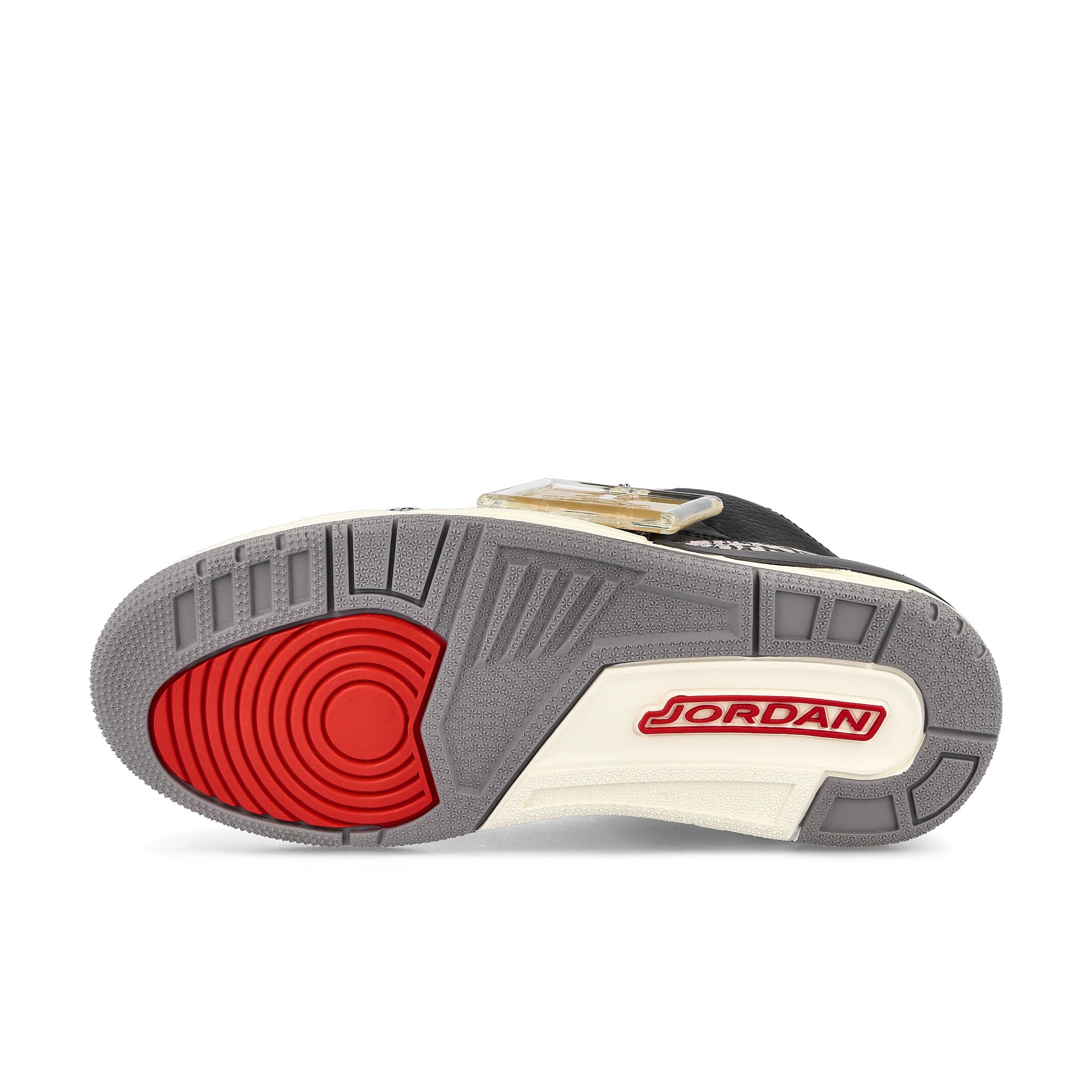 Jordan Wmns Air Jordan 3 Retro Black / Fire Red-Metallic Gold - Cement Grey Mid Top Sneakers  Detail View 1 | Overkill