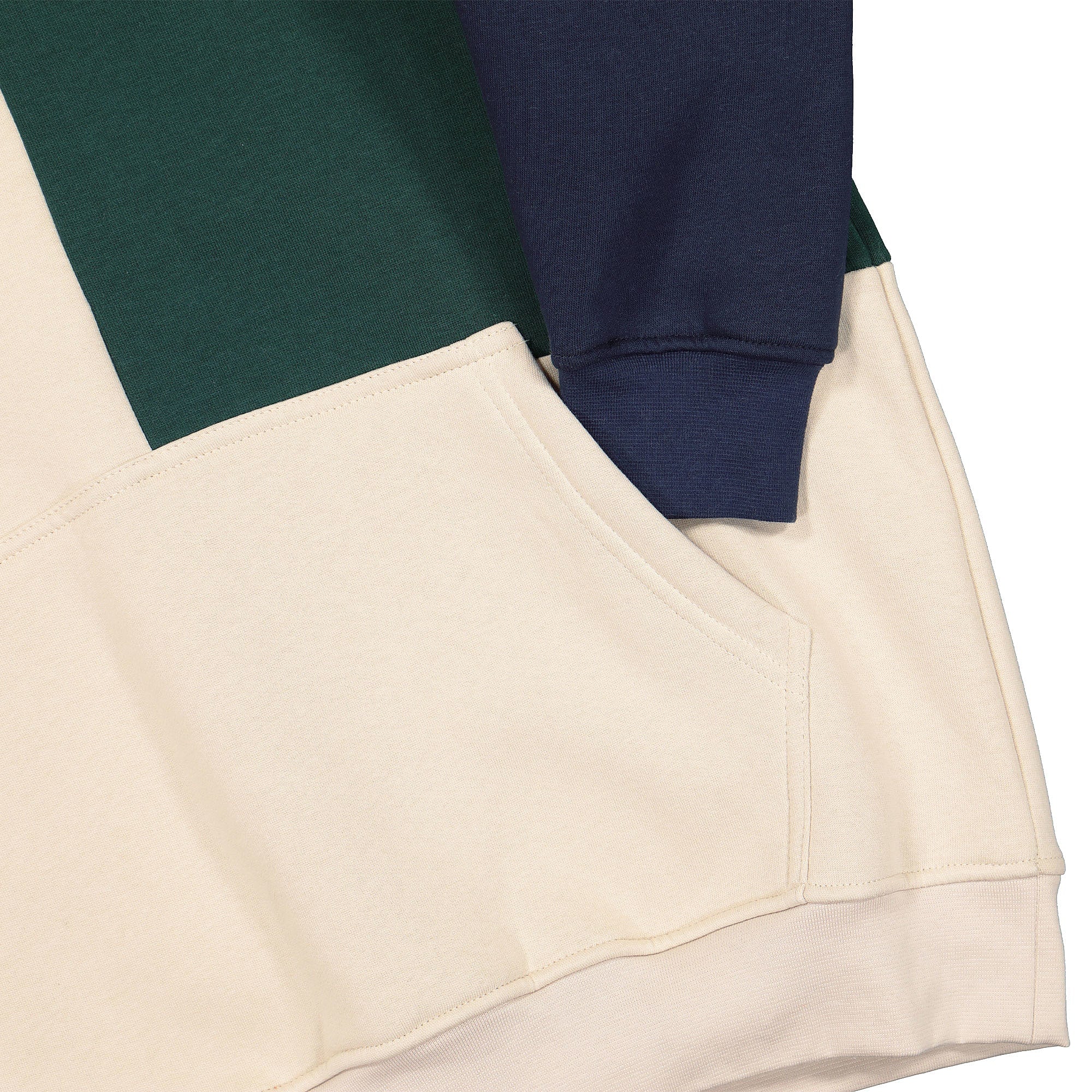 North Hill colorblock hoodie fleece Beige / Navy / Green Hoodies Detailfoto | Overkill