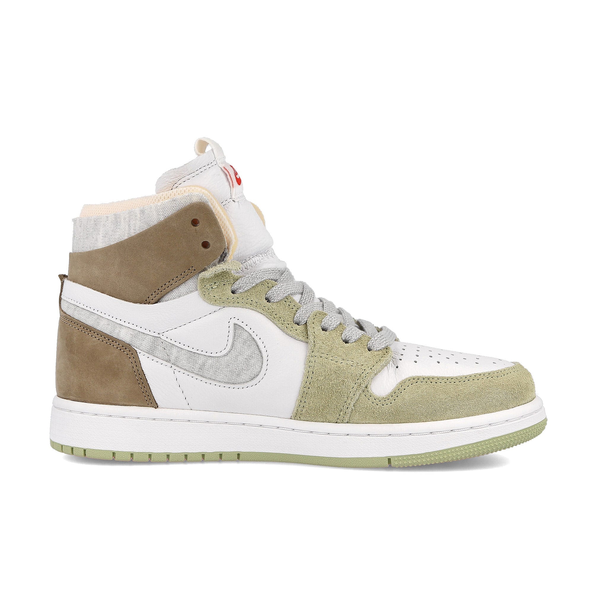Jordan Wmns Air Jordan 1 Zoom Comfort White / Grey Heather - Olive Aura - Khaki   Material | Overkill
