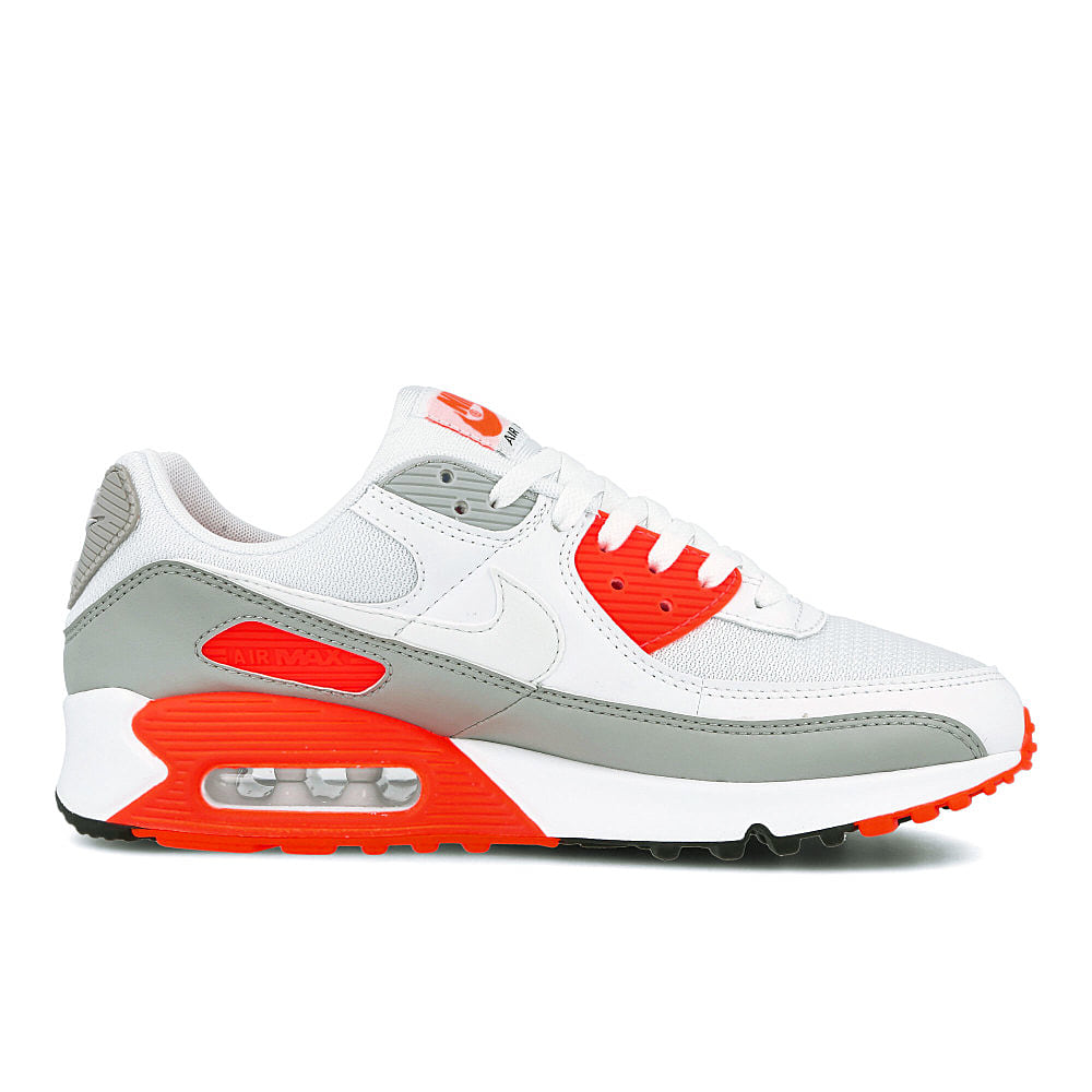 Nike air max 90 White / White - Hyper Orange - Light Smoke Grey   Material | Overkill