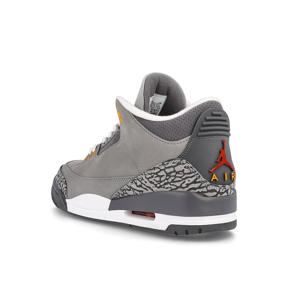 Jordan Air Jordan 3 Retro Silver / Sport Red - Light Graphite - Orange Peel  Close-up | Overkill