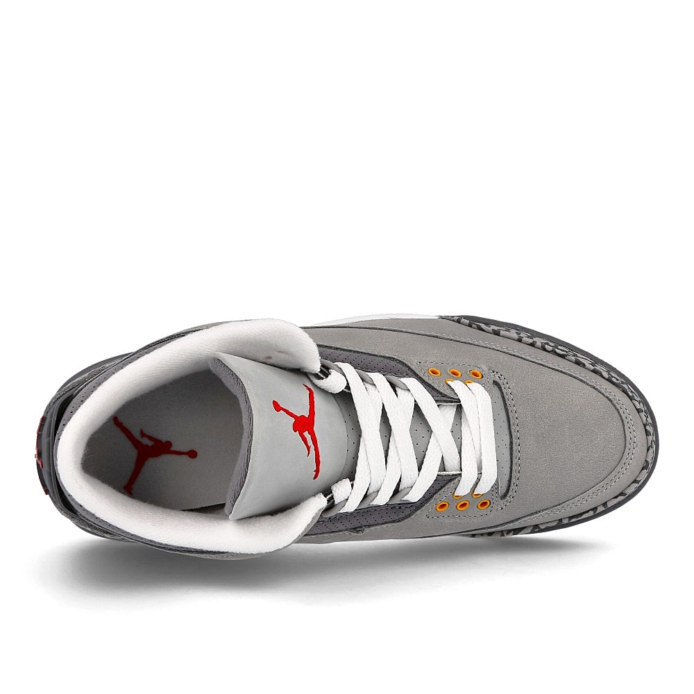 Jordan Air Jordan 3 Retro Silver / Sport Red - Light Graphite - Orange Peel  Detail view 1 | Overkill
