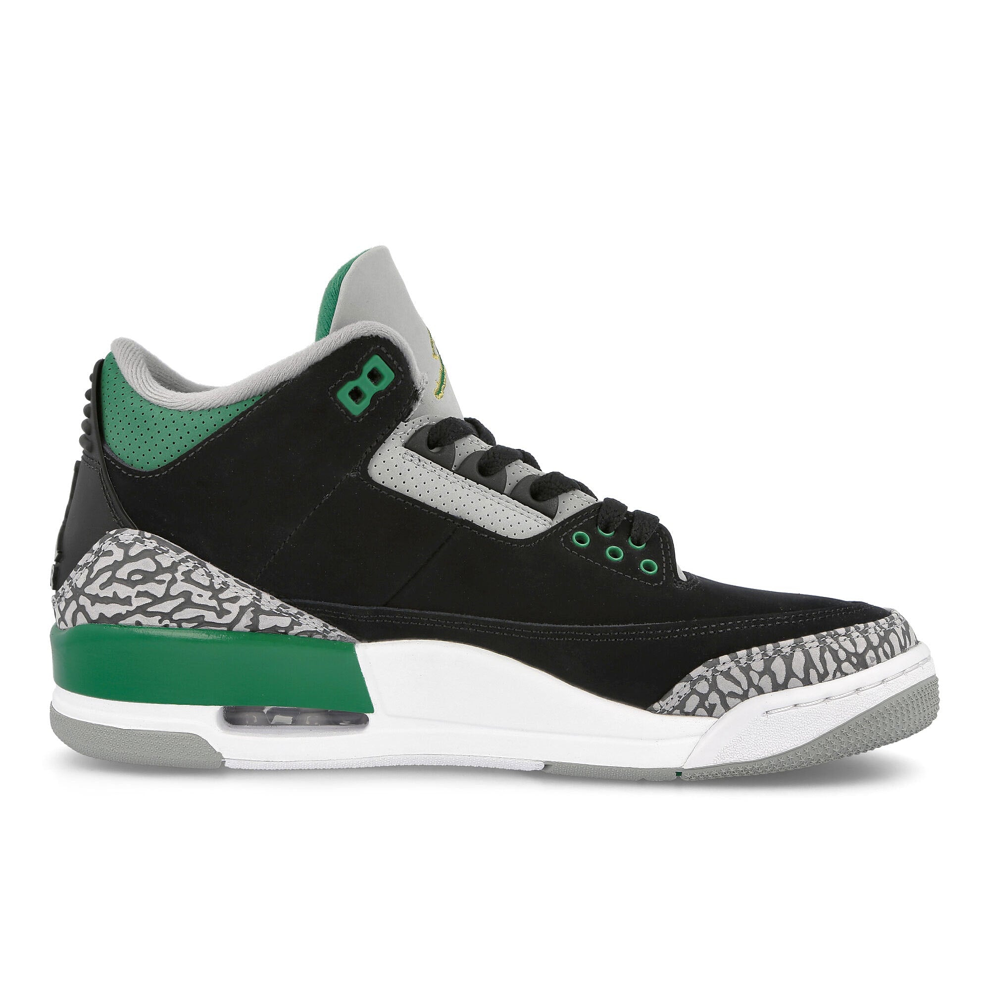 Jordan Air Jordan 3 Retro Black / Pine Green - Silver - White   Material | Overkill
