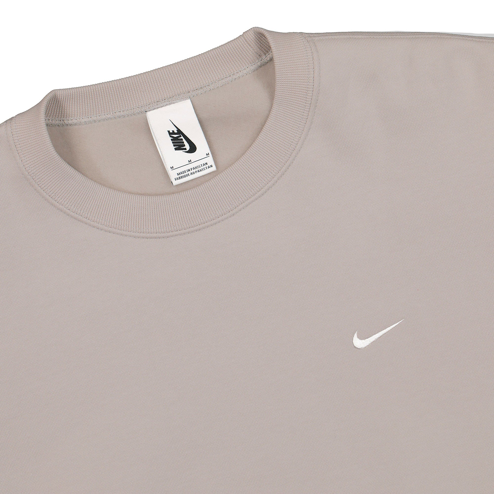 Nike NRG Solo Swoosh Fleece Crew Malt White Sweatshirts Close-up | Overkill