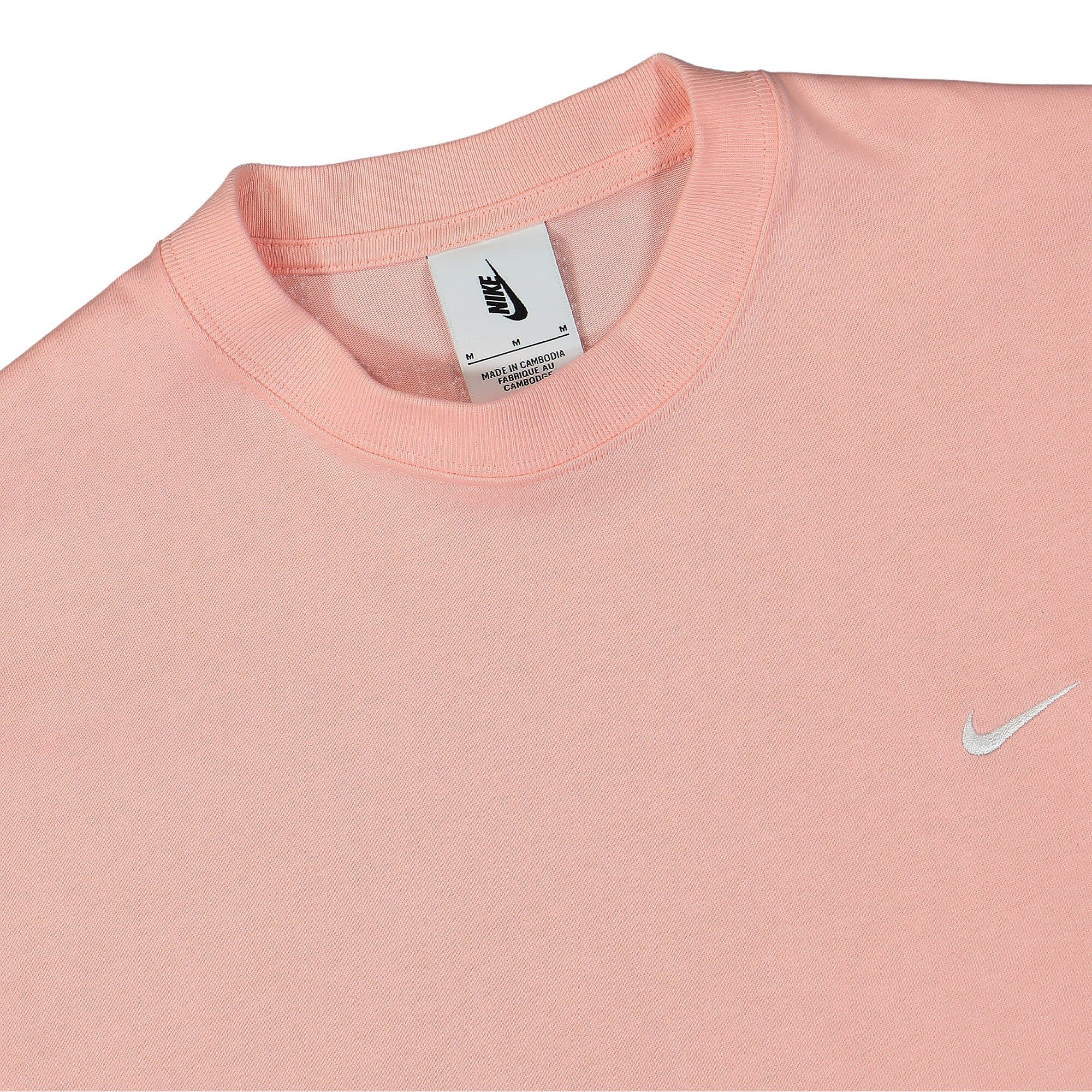 Nike NK Solo Swoosh SS Knit Tee Bleached Coral / White T-Shirts Close-up | Overkill