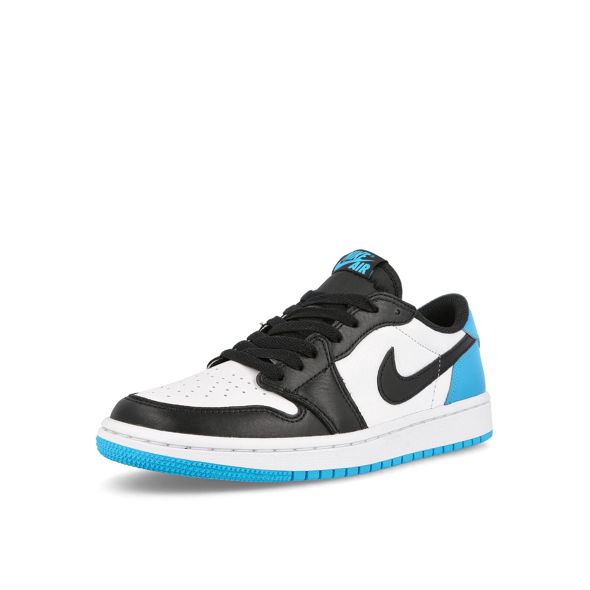 Jordan Wmns Air Jordan 1 Low OG White / Dark Powder Blue - Black Sneakers  Close Up | Overkill