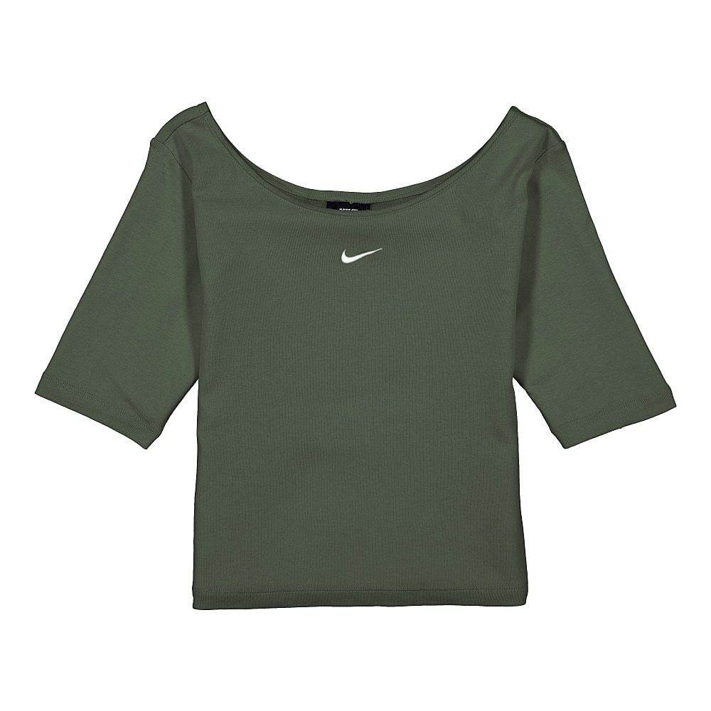 Nike Wmns Essential Top SS Scoop Cargo Khaki / White T-Shirts CZ9812 325 | Overkill