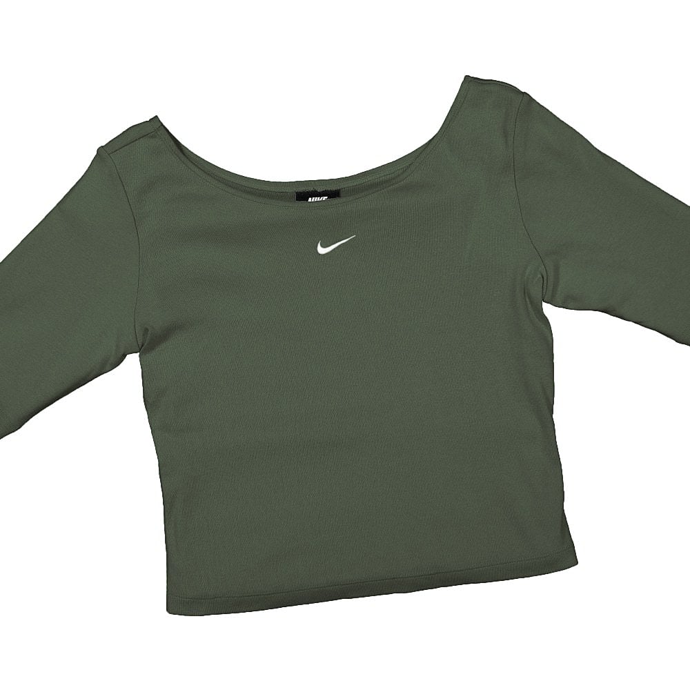 Nike Wmns Essential Top SS Scoop Cargo Khaki / White T-Shirts Close-up | Overkill