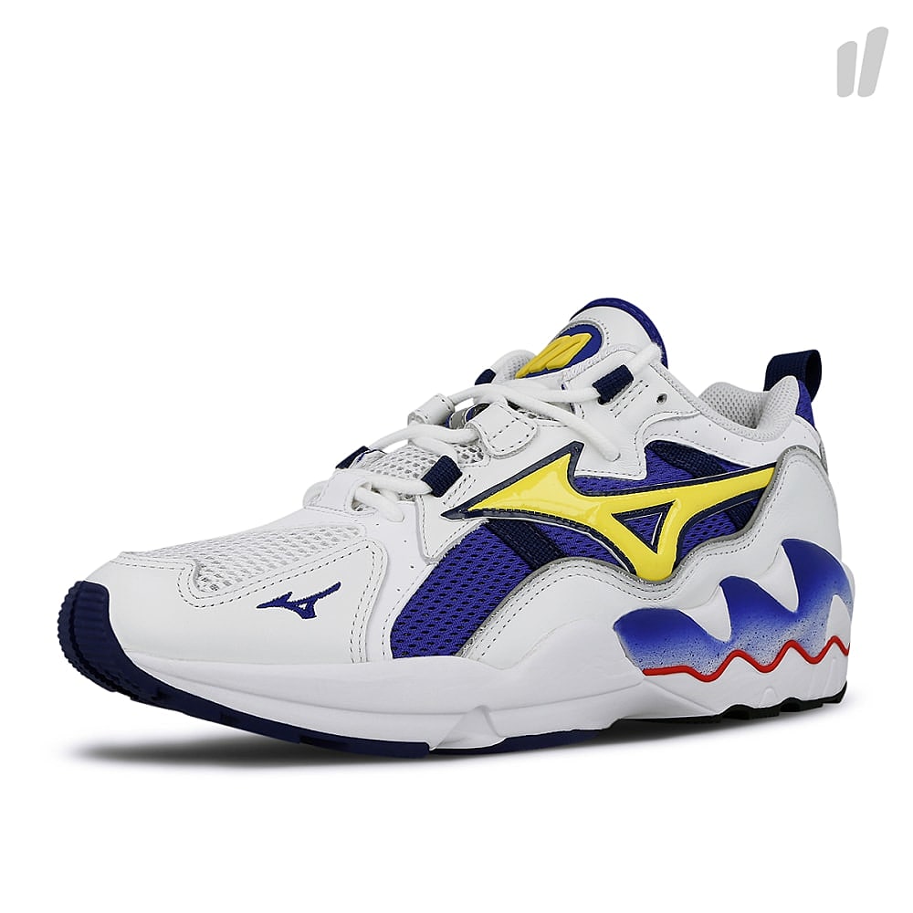 Mizuno wave rider1 og White-Blue-Yellow Sneakers  Close Up | Overkill