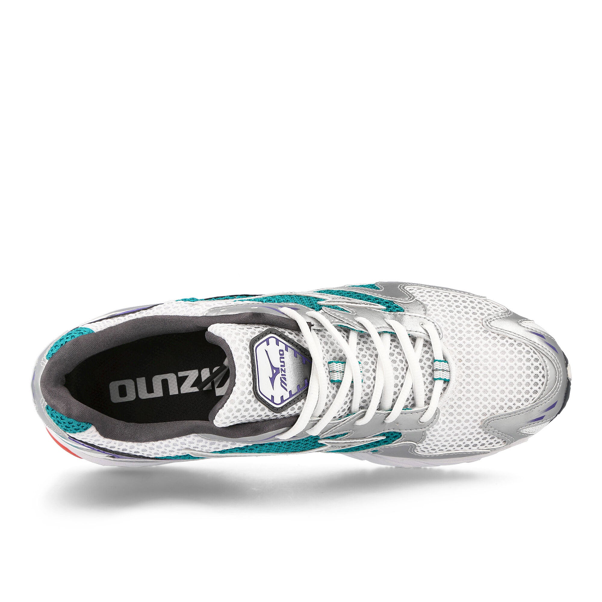 Mizuno Wave Rider 10 White / Silver / Teal Blue Low Top Sneakers  Detailfoto | Overkill