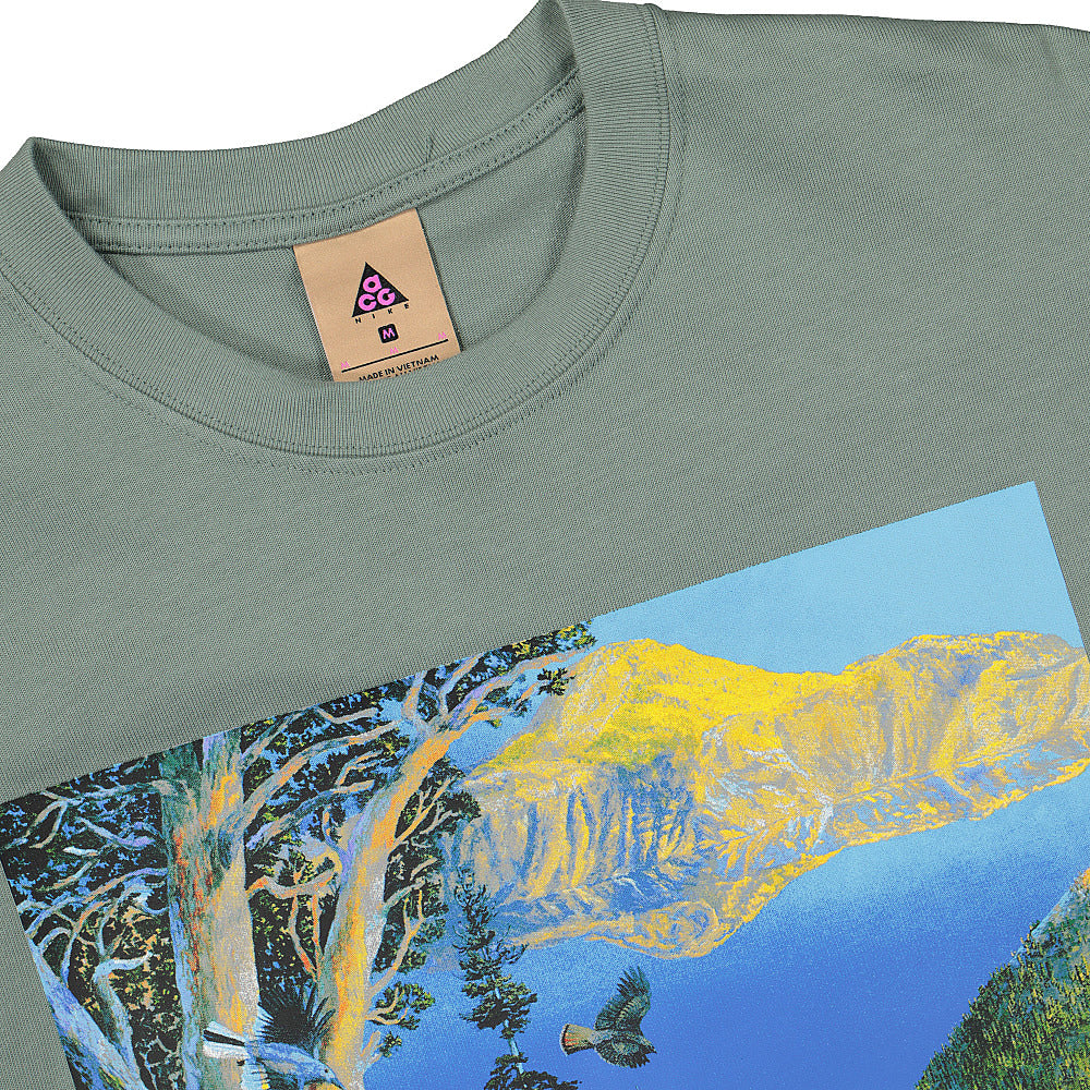 Nike NRG ACG Short Sleeve Crater Lake Tee Caly Green / White T-Shirts Close-up | Overkill