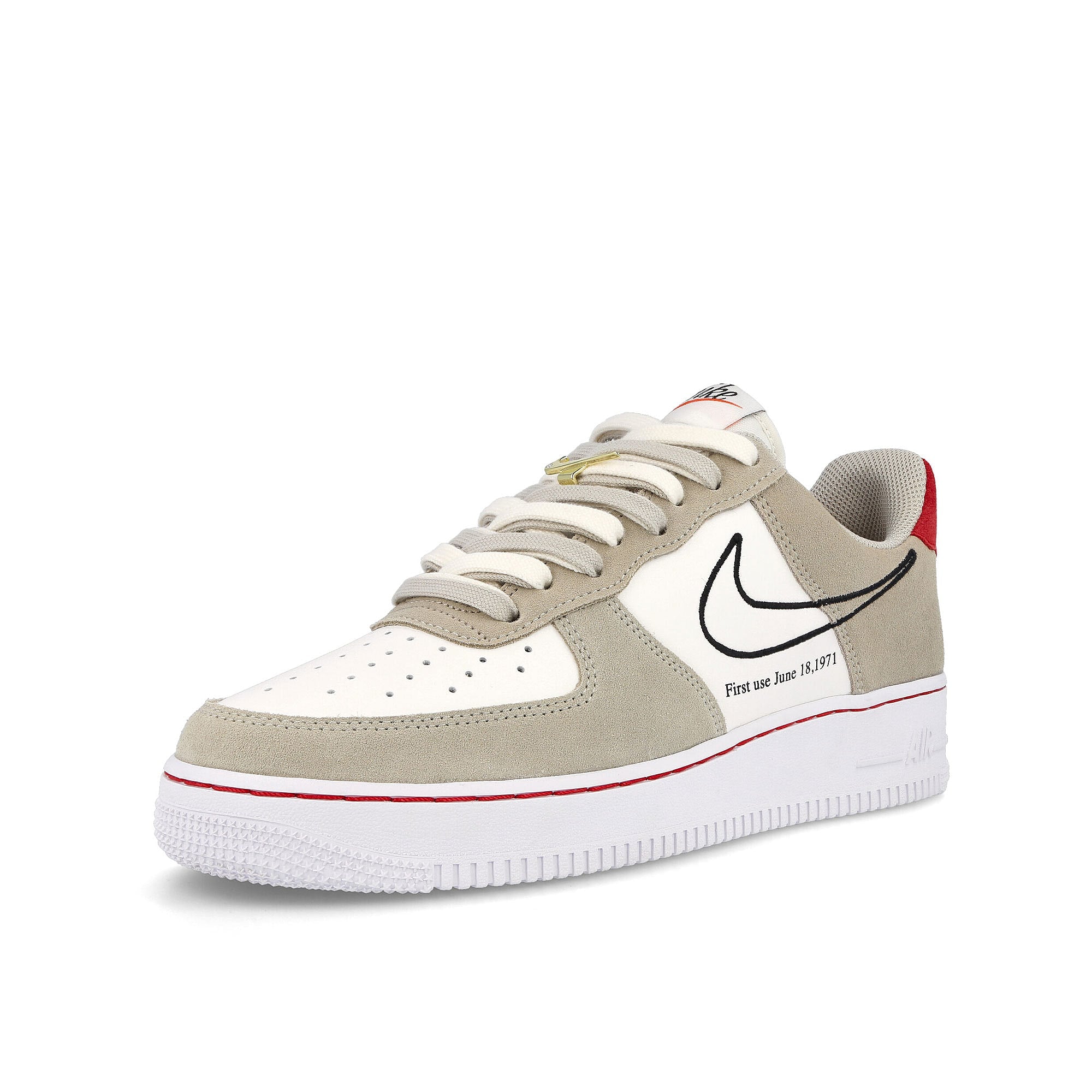 Nike air force 1 07 lv8 Light Stone / Black - Sail - University Red  Detailfoto | Overkill