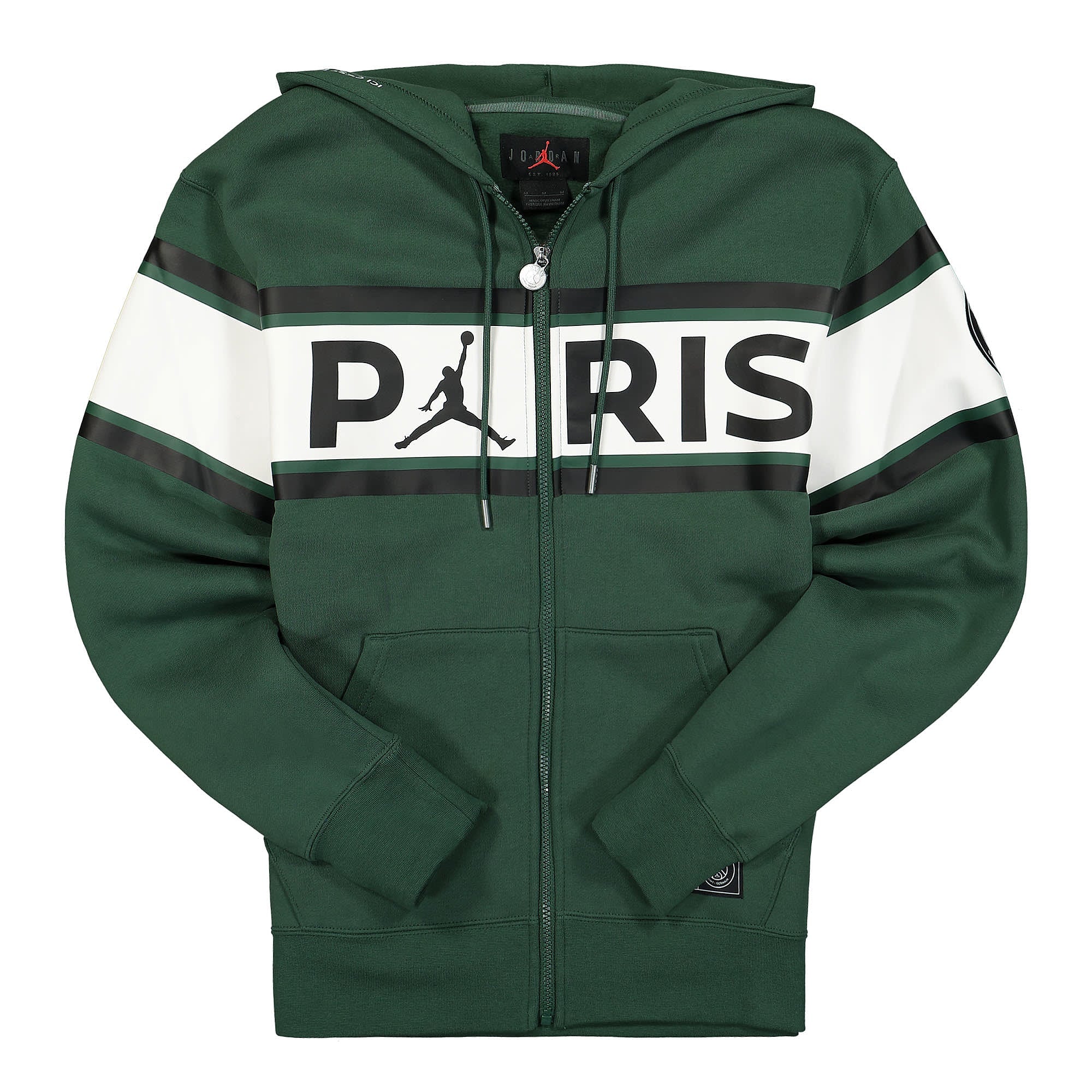 Jordan Paris Saint Germain x Air Jordan Full Zip Fleece Hoodie Noble Green Hoodies DB6481 333 | Overkill