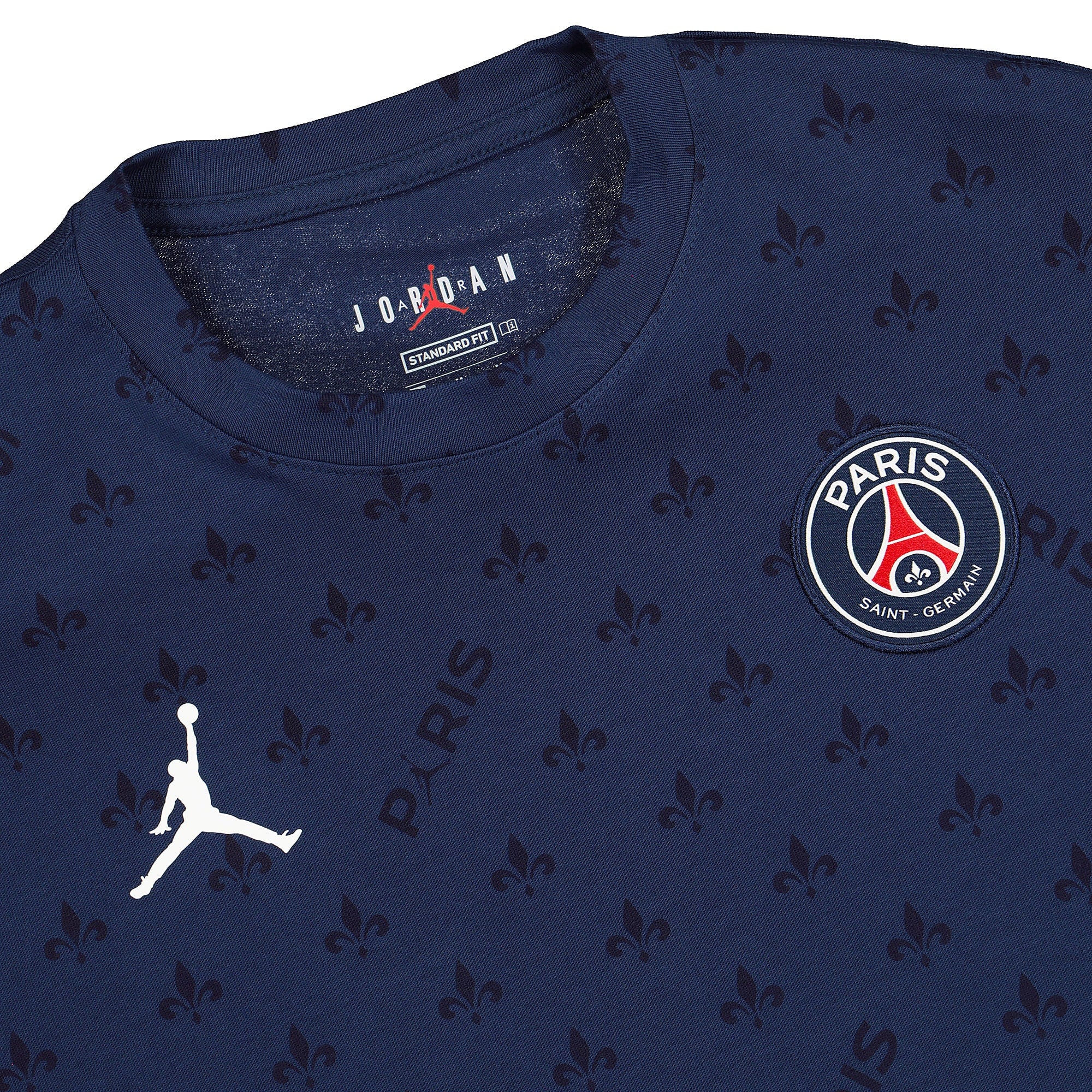 Jordan Paris Saint Germain x Air Jordan Statement Tee Midnight Navy T-Shirts Close-up | Overkill