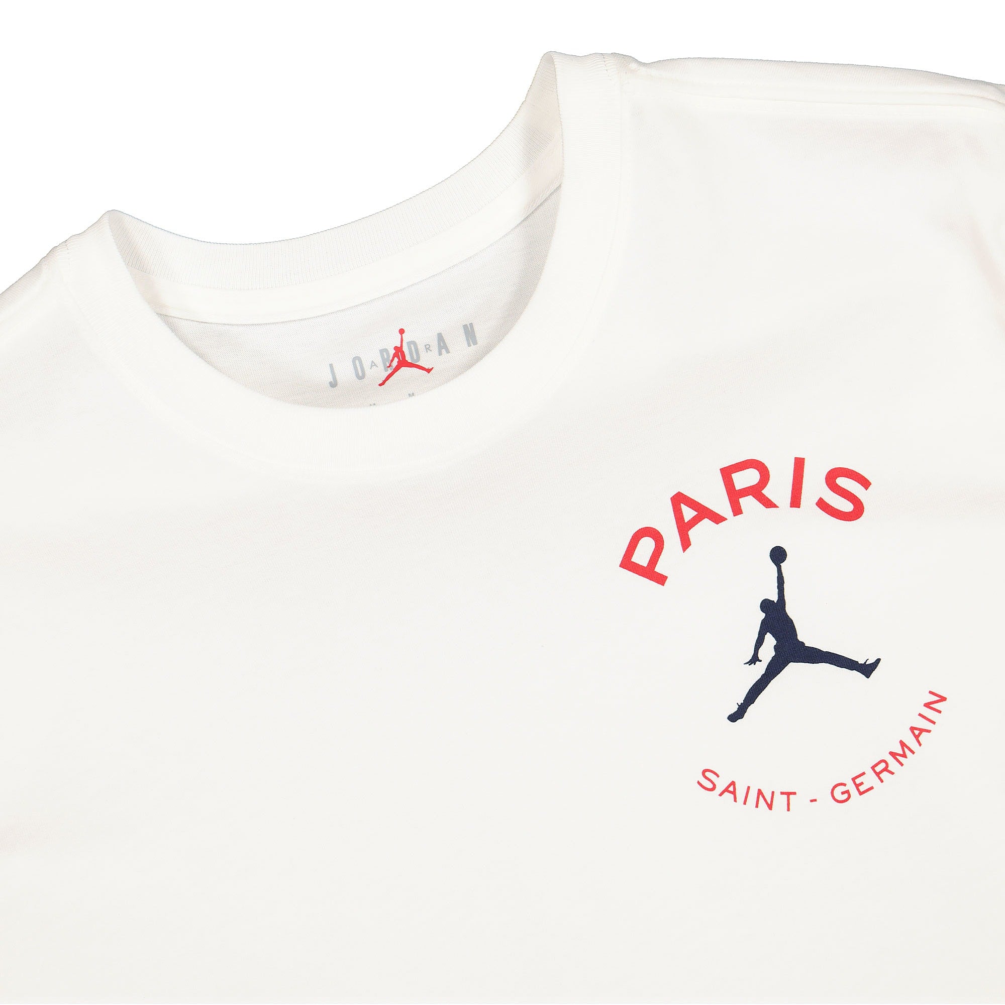 Jordan Paris Saint Germain x Air Jordan Logo Tee White T-Shirts Close-up | Overkill