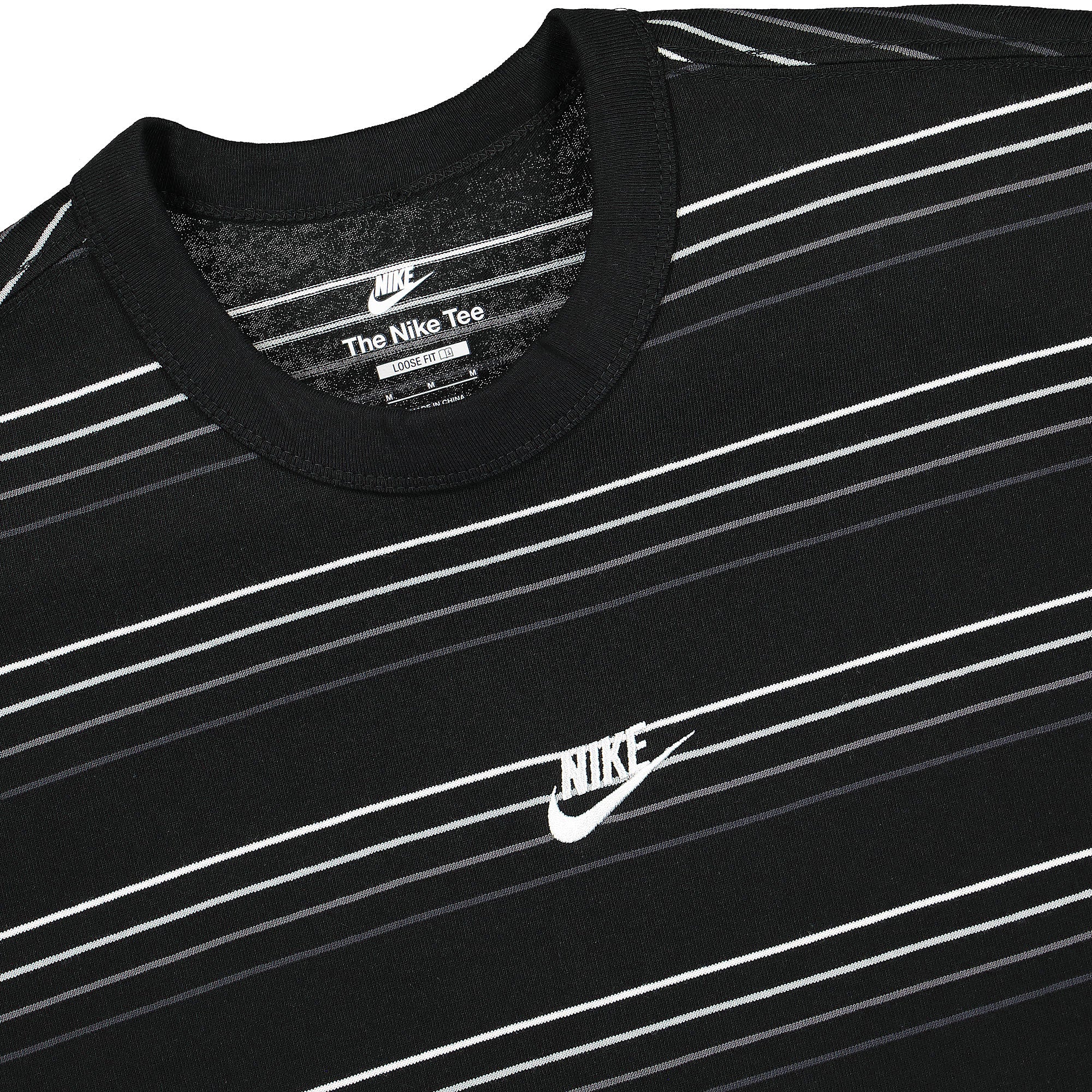 Nike NSW Tee Pre Essential Stripe Black T-Shirts Close-up | Overkill