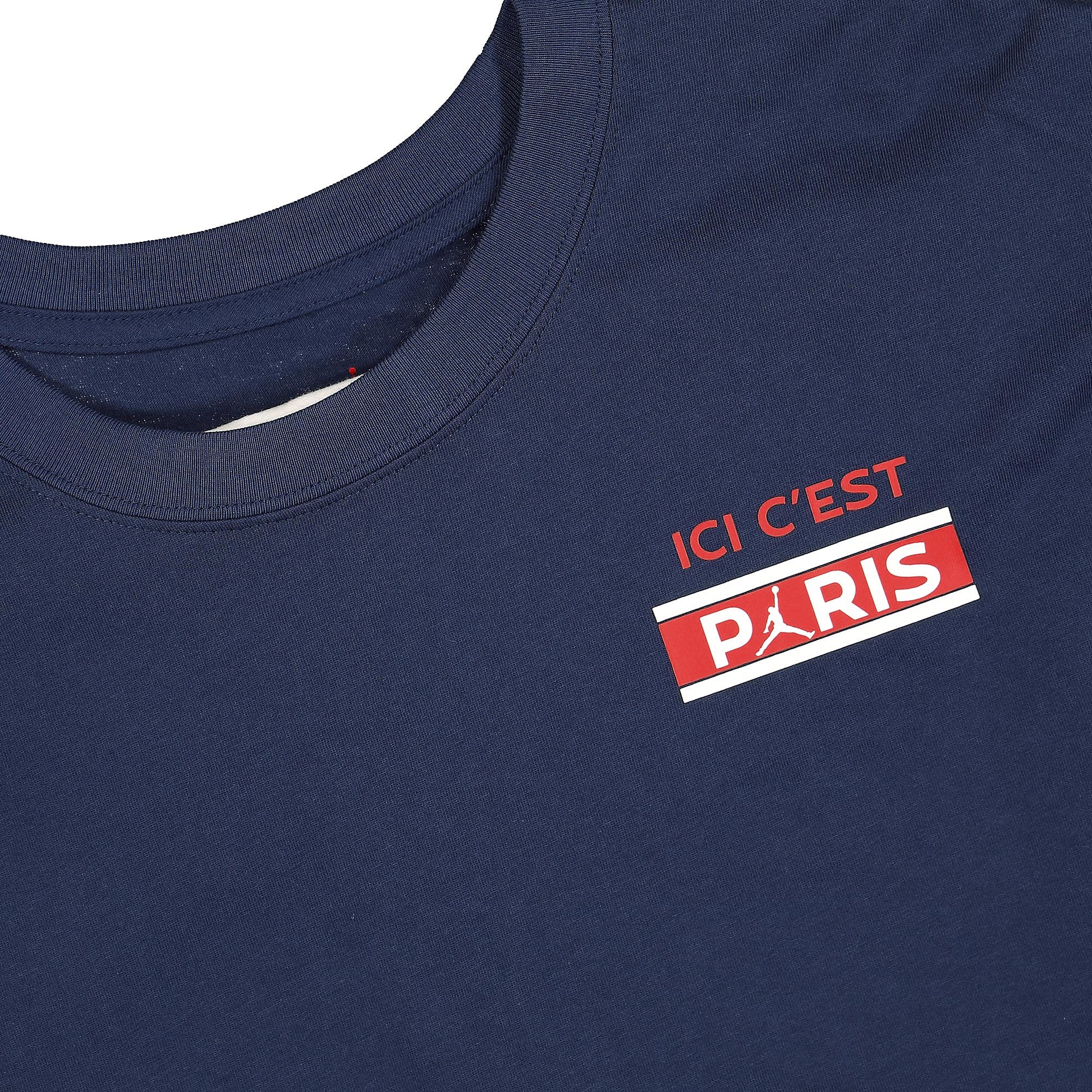 Jordan Paris Saint Germain x Wmns Air Jordan SS Tee Midnight Navy T-Shirts Close-up | Overkill