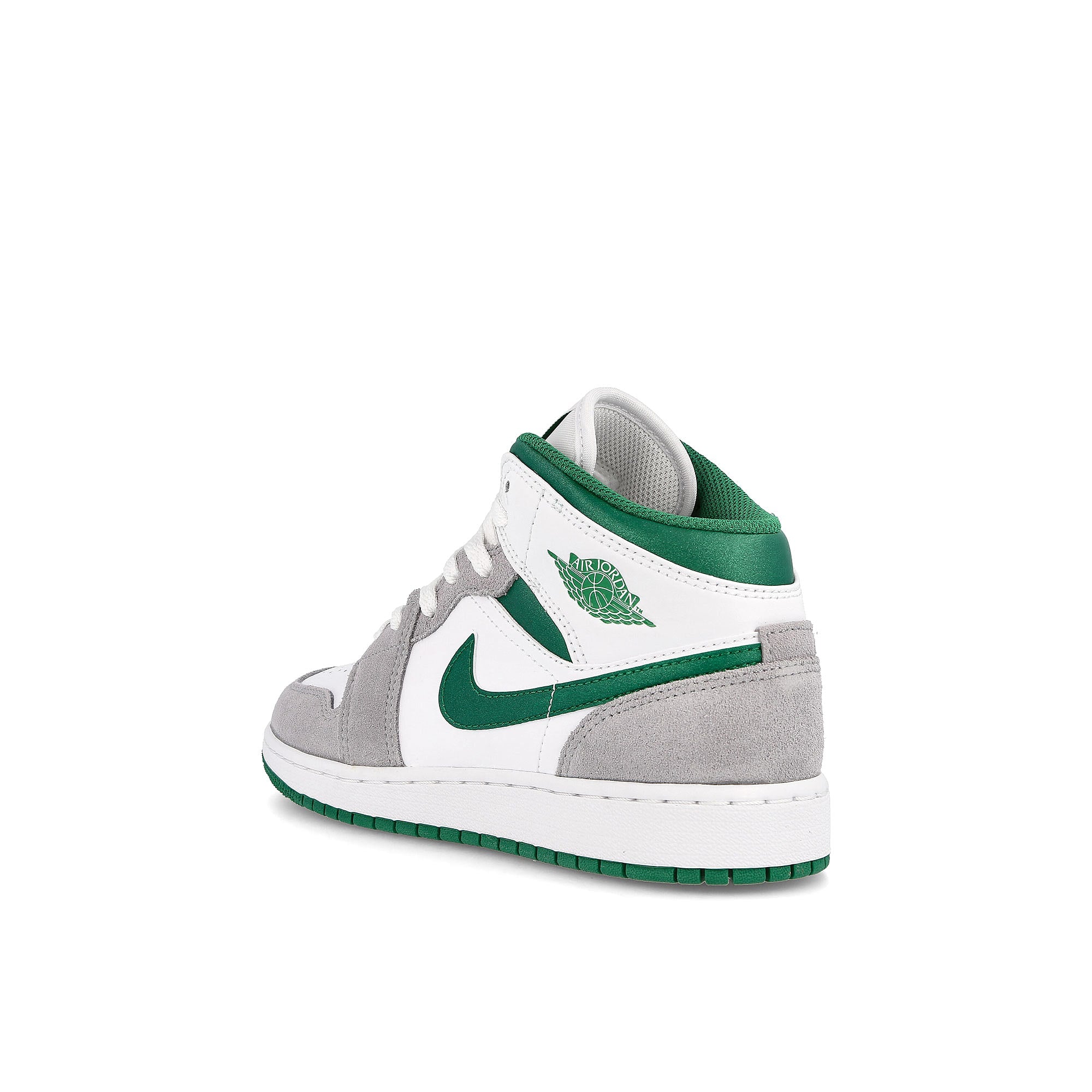 Jordan Air Jordan 1 Mid SE GS White / Pine Green - Light Smoke Grey  Close-up | Overkill