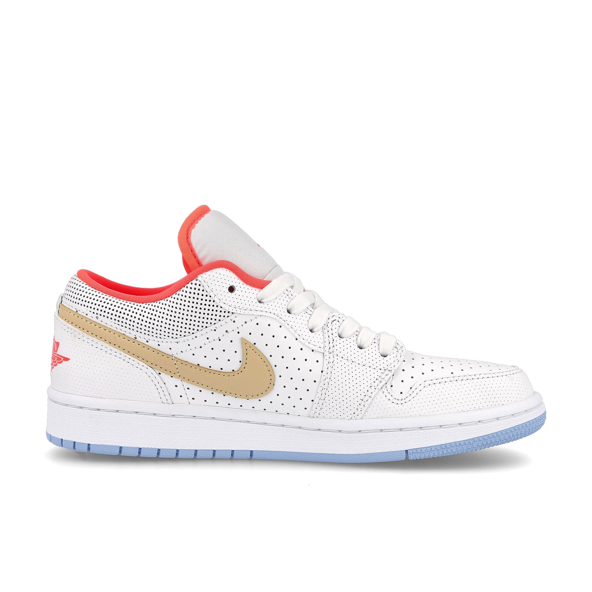 Jordan Wmns Air Jordan 1 Low SE White / Sesame - Flash Crimson - Psychic Blue   Material | Overkill
