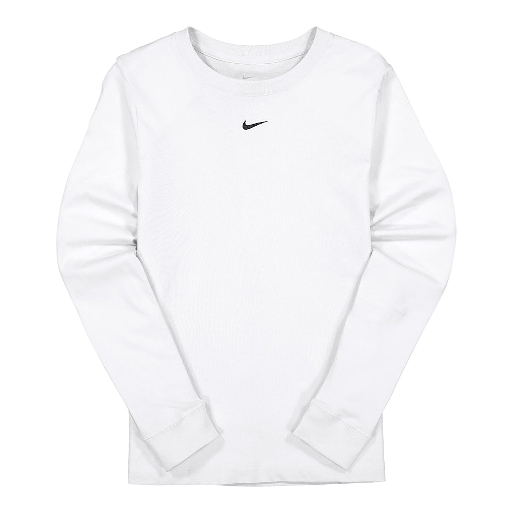 Nike Wmns NSW Tee Essential Long Sleeve lbr White / Black Sweatshirts DC9833 100 | Overkill
