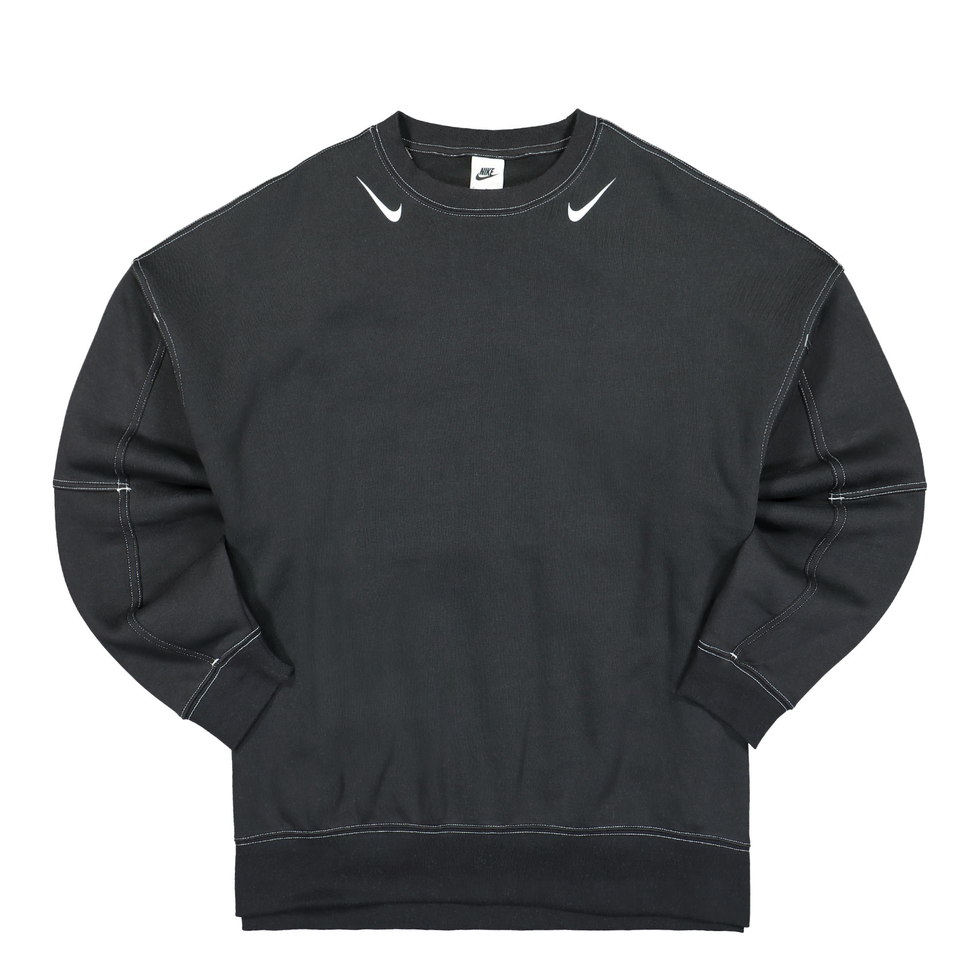 Nike Wmns NSW Swoosh Fleece Oversized Crew Sweatershirt Black / White Sweatshirts DD5610 010 | Overkill