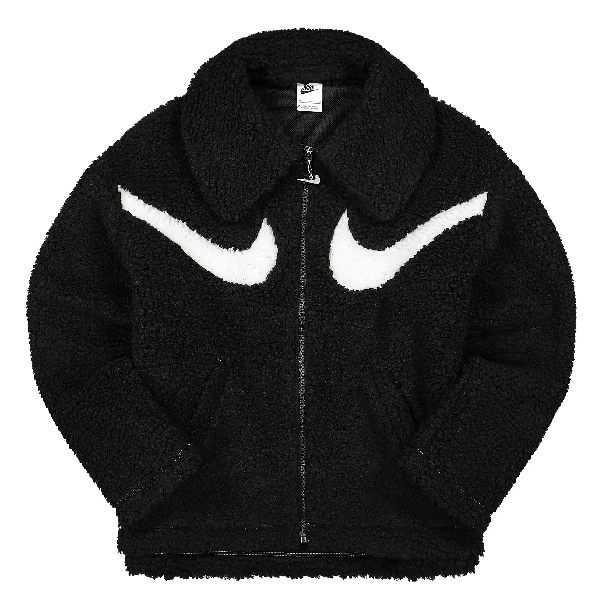 Nike Wmns NSW Swoosh Sherpa Full Zip Jacket Black / White Jackets DD5620 010 | Overkill