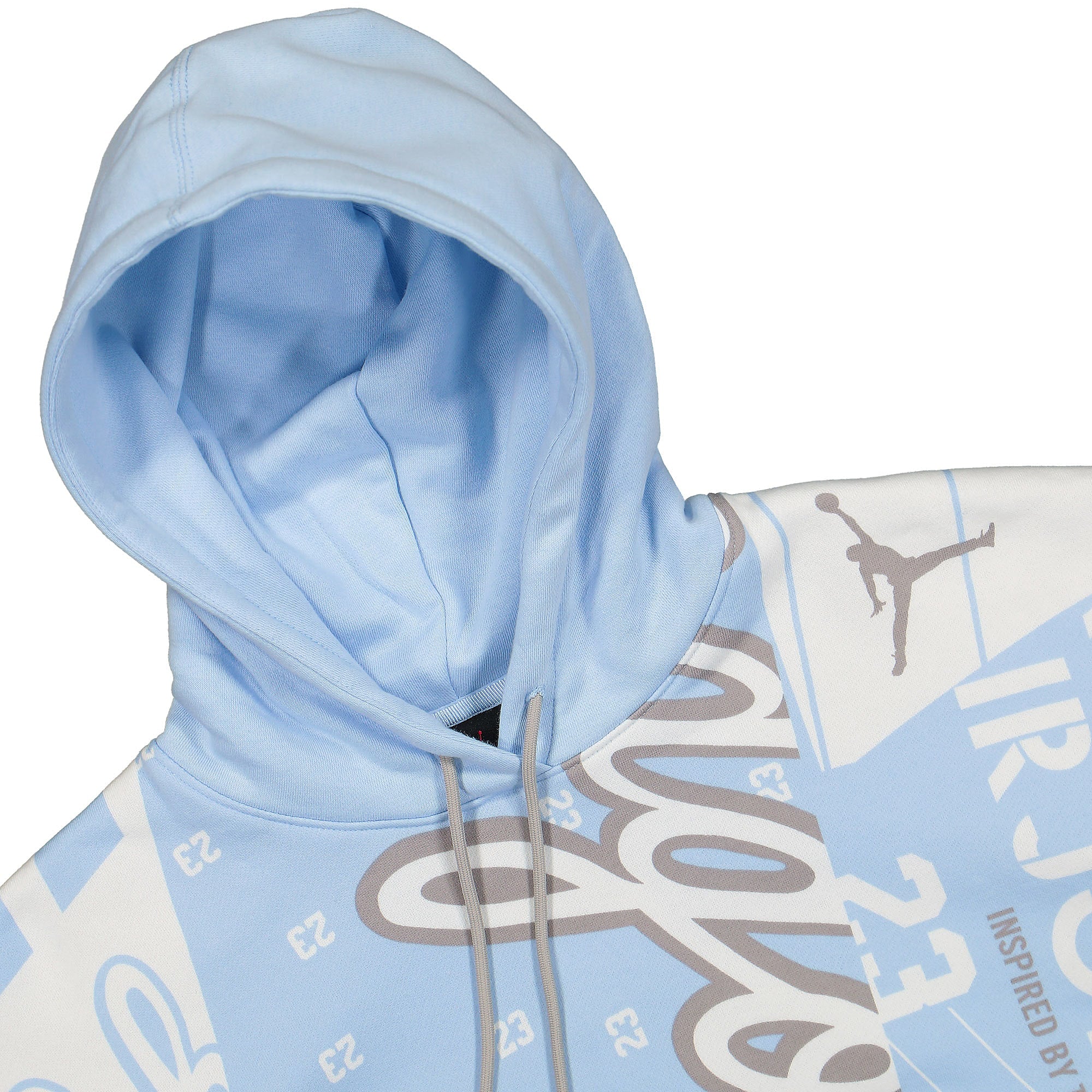 Jordan Wmns Air Jordan Fleece AOP Core Hoodie Celestine Blue / Summit White Hoodies Close-up | Overkill