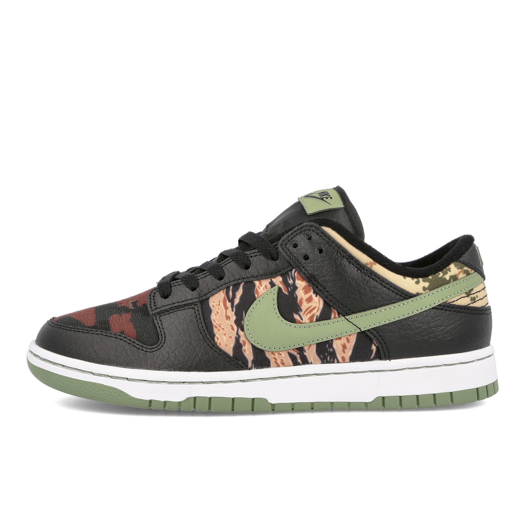 Nike dunk low se Black / Oil Green - White - Total Orange   Material | Overkill
