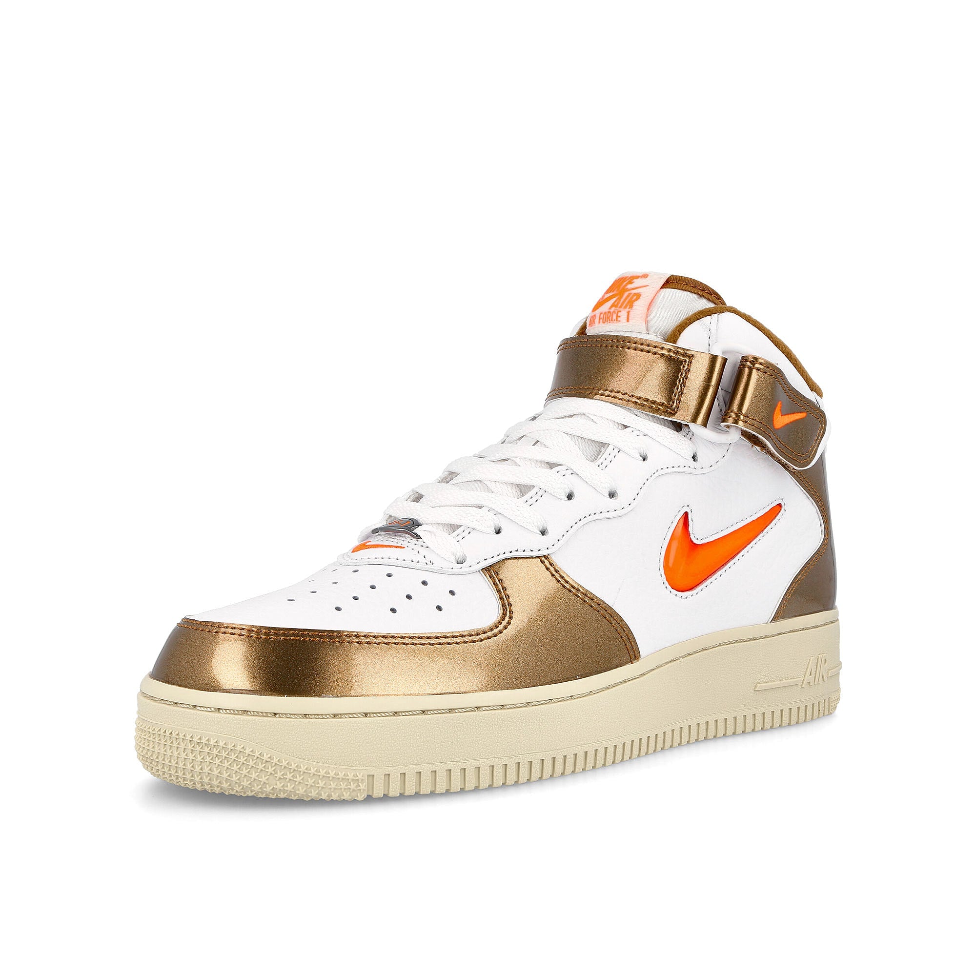 Nike air force 1 mid qs White-Total Orange - Ale Brown - Beach Mid Top Sneakers  Close Up | Overkill