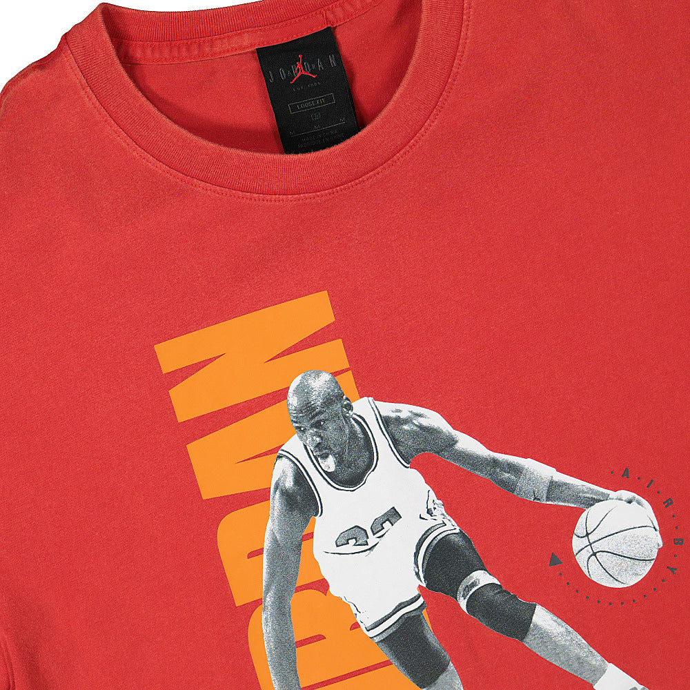 Jordan Air Jordan Vintage Wash Crossover SS GFX Crew University Red T-Shirts Close-up | Overkill