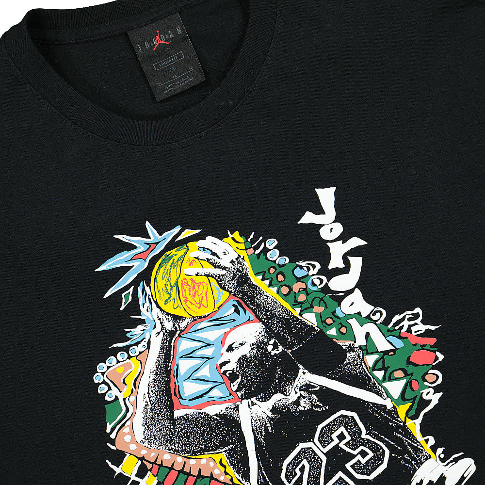 Jordan Air Jordan Vintage Wash Jumpshot SS GFX Crew Black T-Shirts Close-up | Overkill