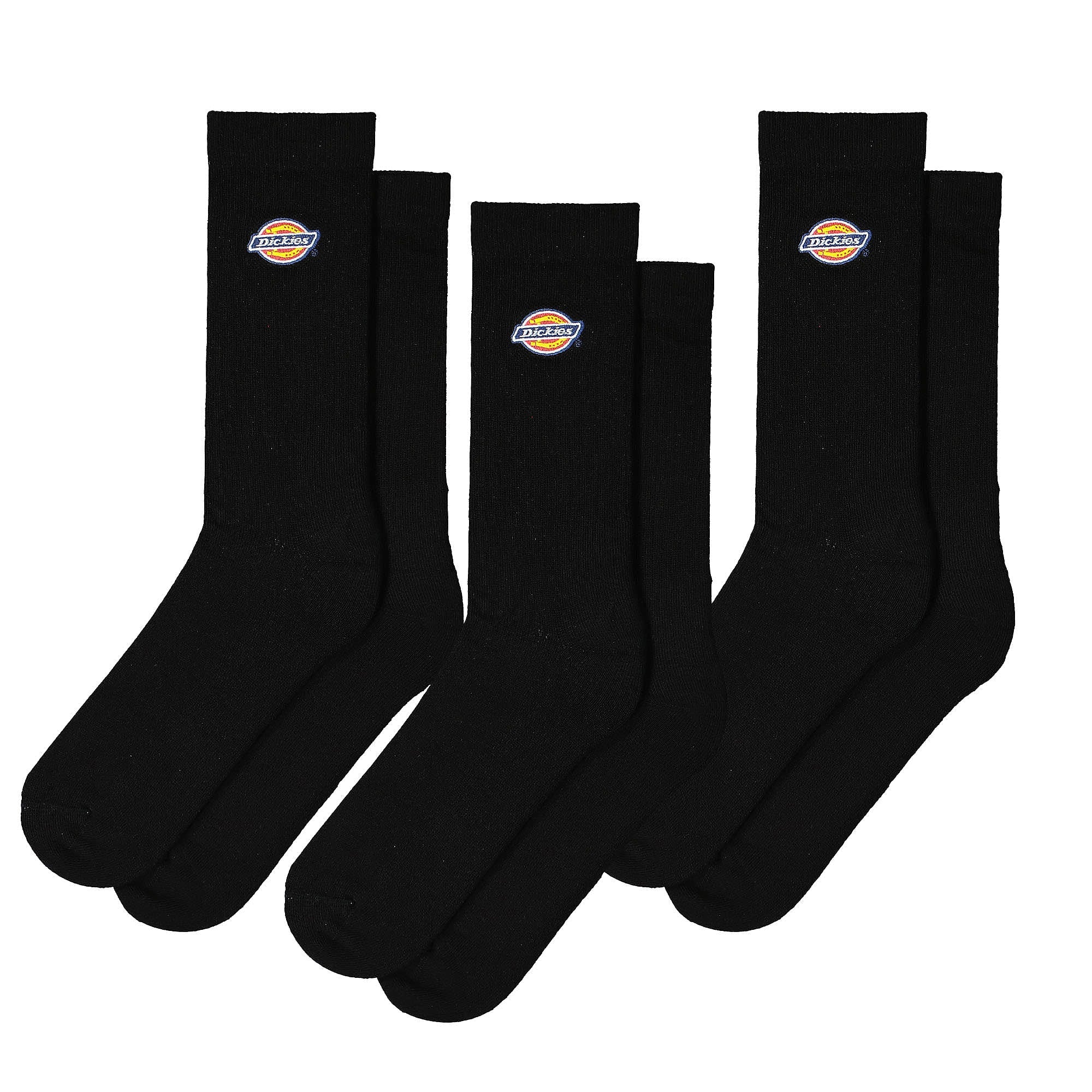 Dickies Valley Grove Socks 3 Pack Black Socks DK0A4X82BLK1 | Overkill