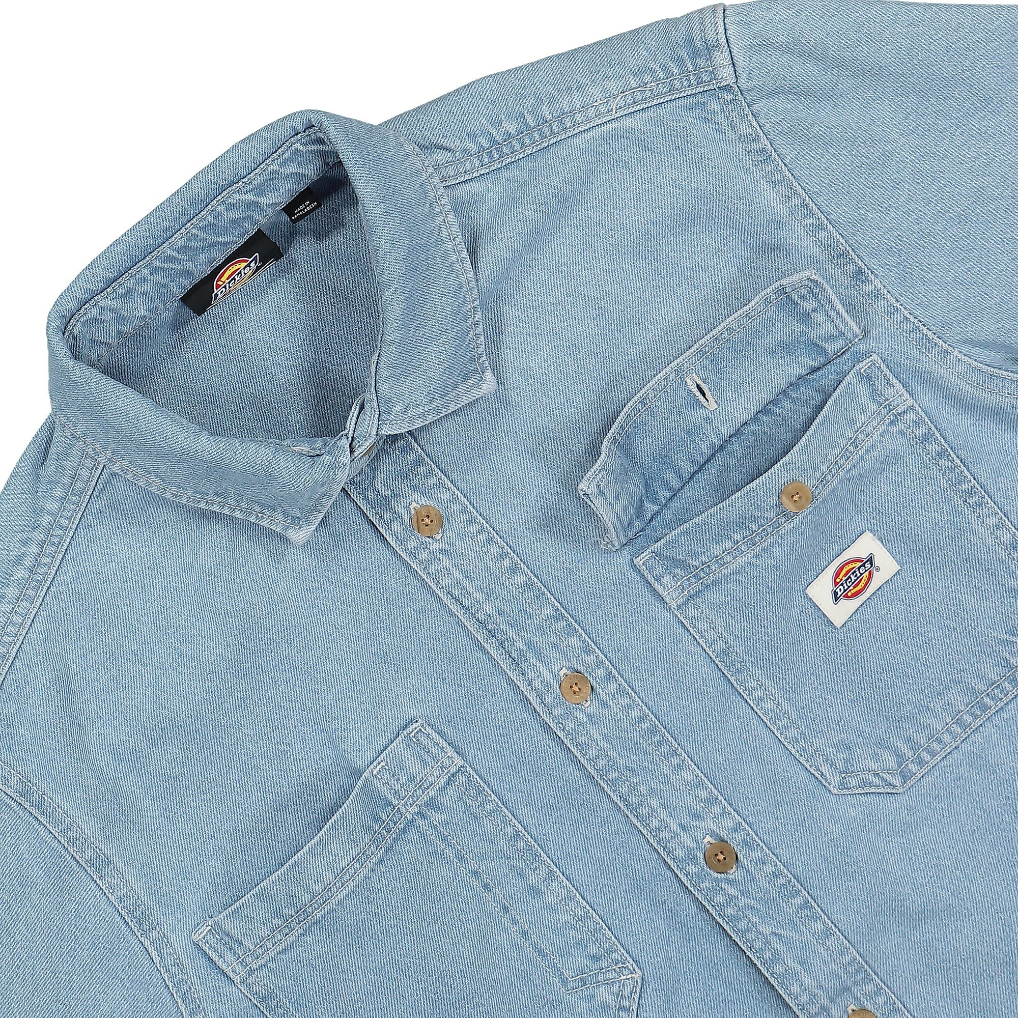 Dickies Kibler Long Sleeve Vintage Blue Shirts Close-up | Overkill