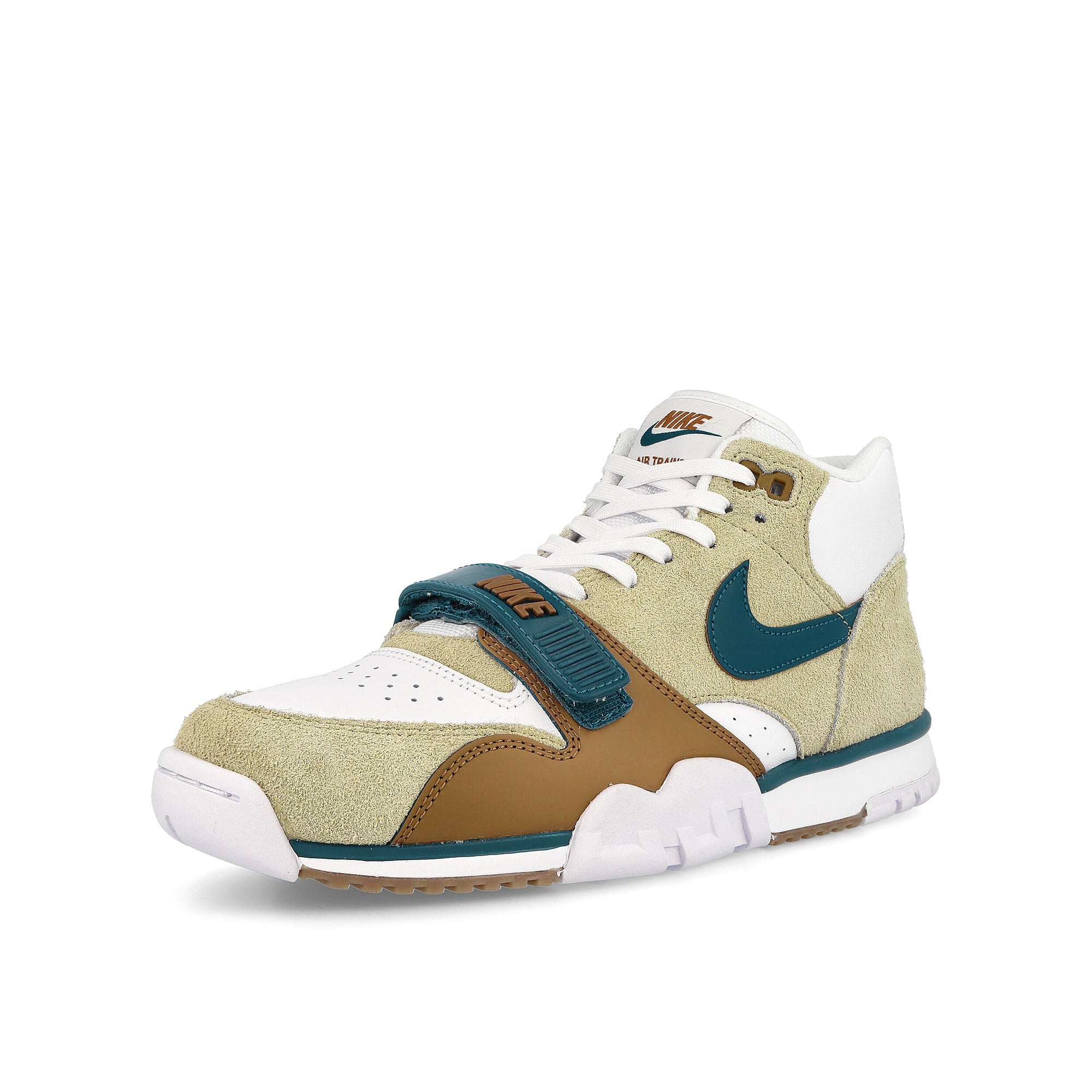 Nike air trainer 1 Limestone / Valerian Blue - Ale Brown - White Sneakers  Close Up | Overkill
