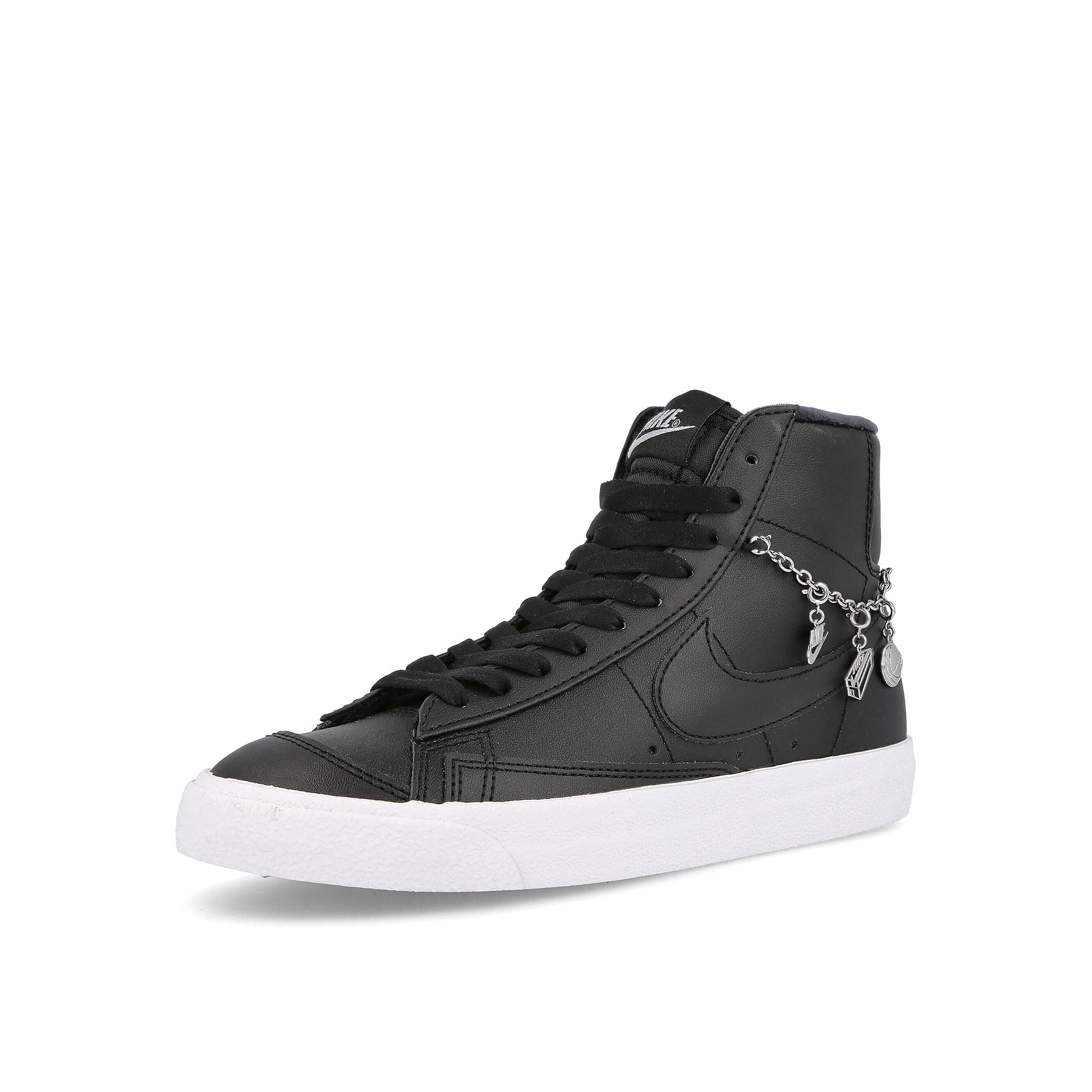 Nike wmns blazer mid 77 lx Black-Black - Metallic Silver Mid Top Sneakers  Close Up | Overkill