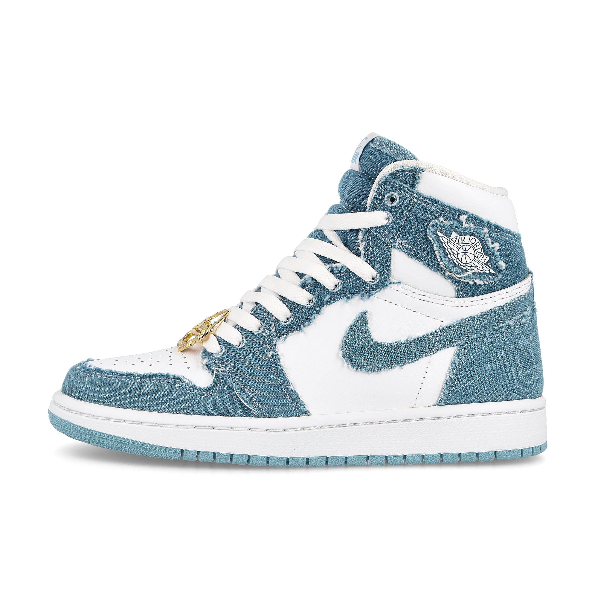 Jordan Wmns Air Jordan 1 Retro Hi OG Denim White / Boarder Blue - Metallic Gold High Top Sneakers DM9036 104 | Overkill