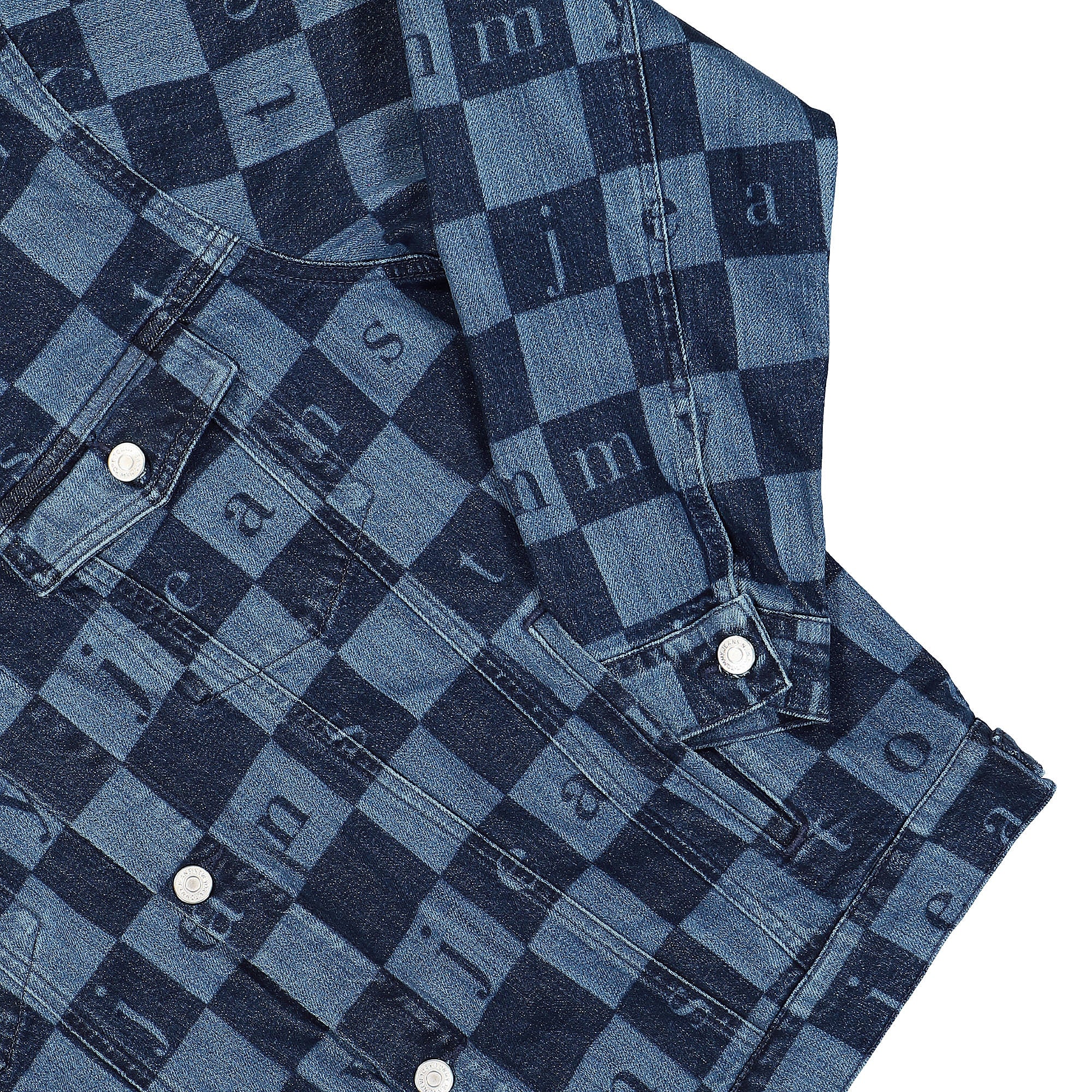 Tommy Jeans TJCU Monogram Trucker Jacket Indigo Denim Stone Washed Jackets Detail view 1 | Overkill