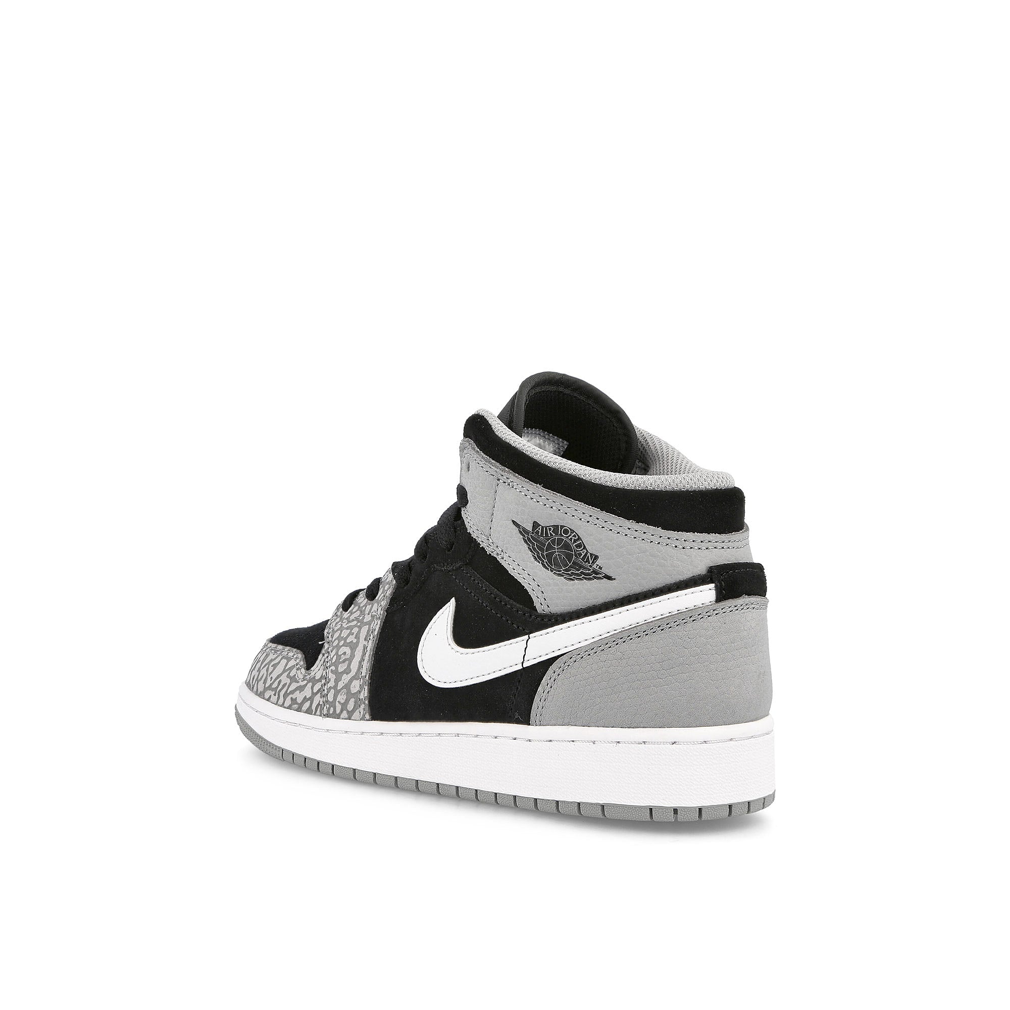 Jordan Air Jordan 1 Mid SE GS Black / University Red - White - Light Smoke Grey  Close-up | Overkill