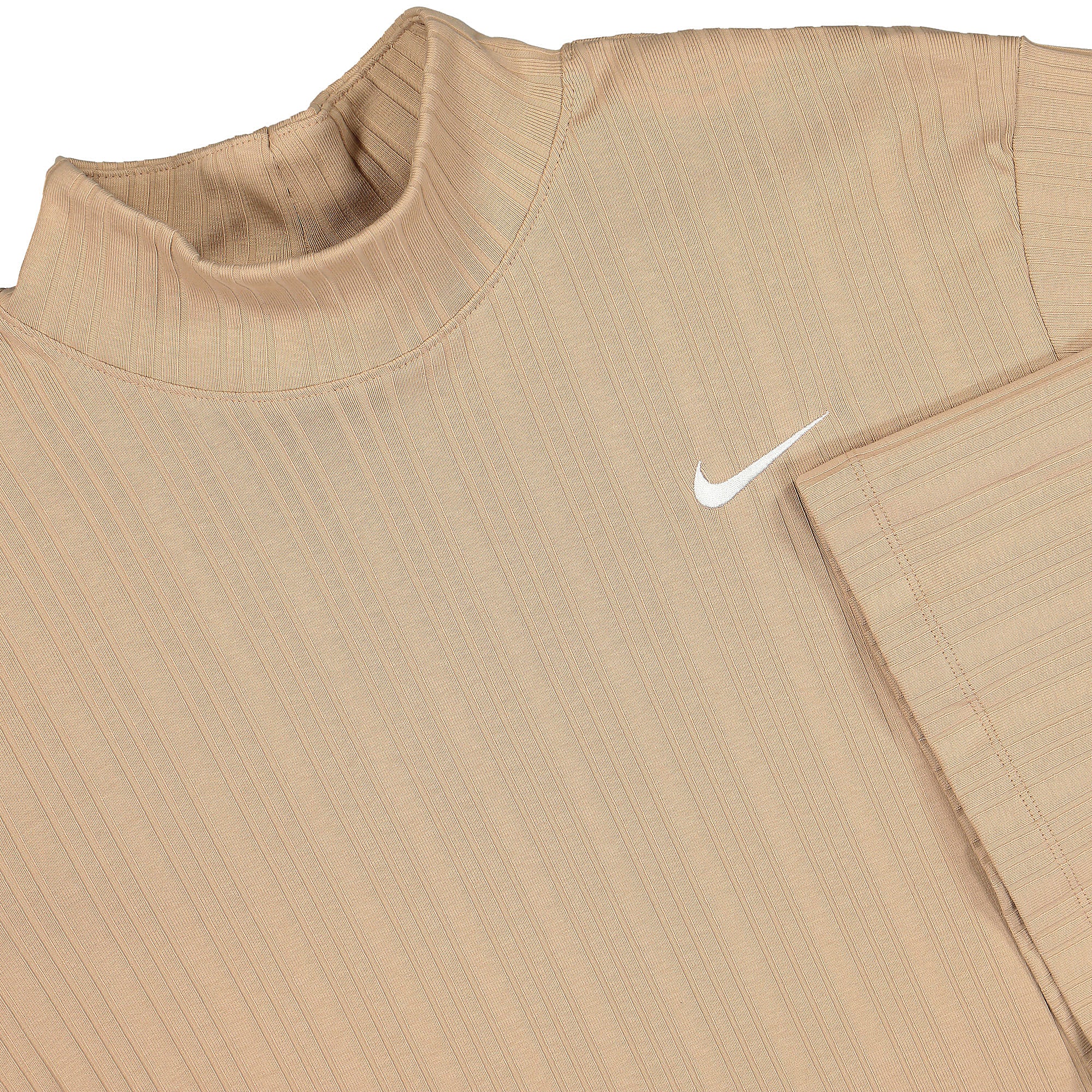 Nike NSW Ribbed Jersey Long Sleeve Top Hemp / White Longsleeves Close-up | Overkill