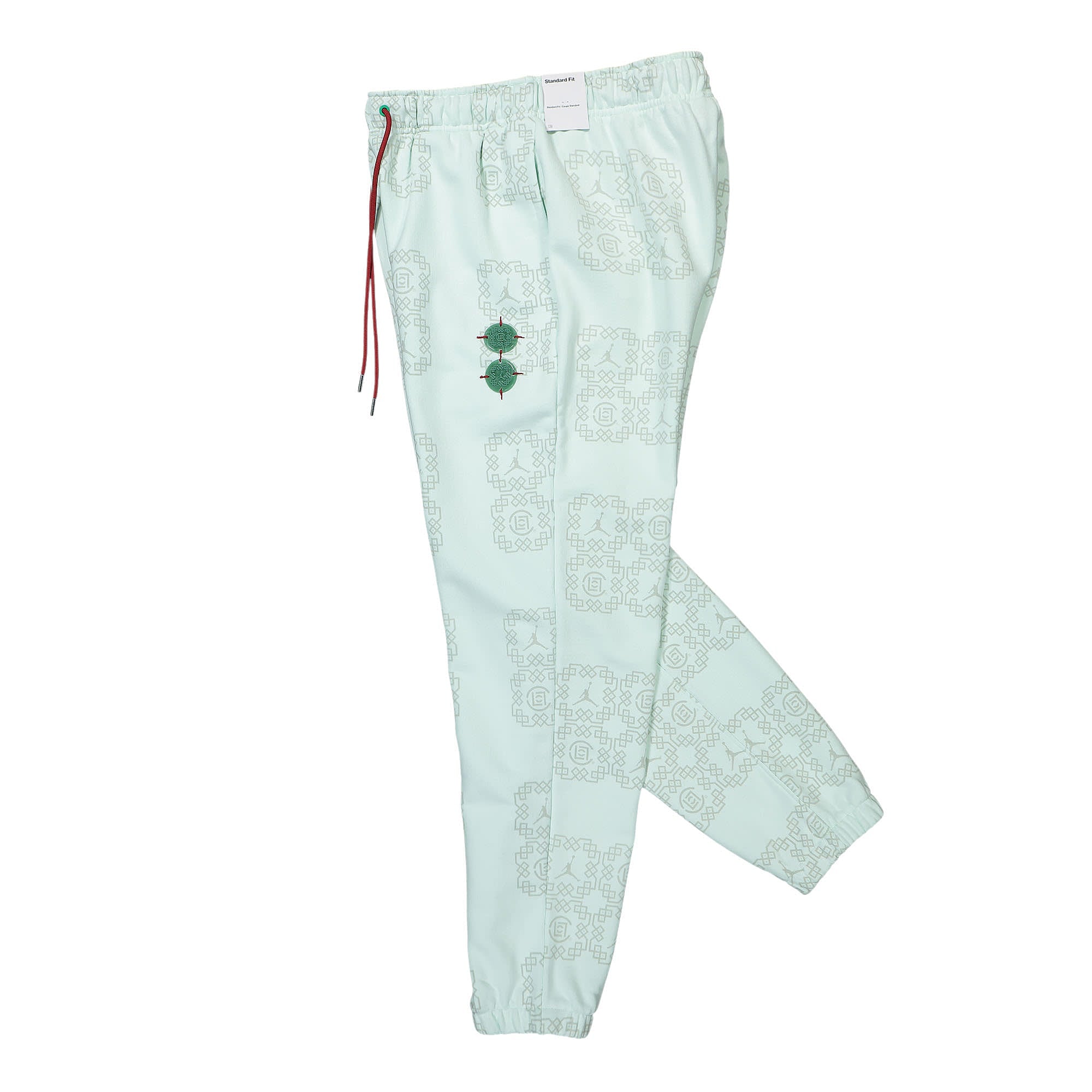 Jordan Clot x Air Jordan All Over Print Fleece Pant Barely Green / Light Silver / Storm Red Sweat & Track Pants Close-up | Overkill