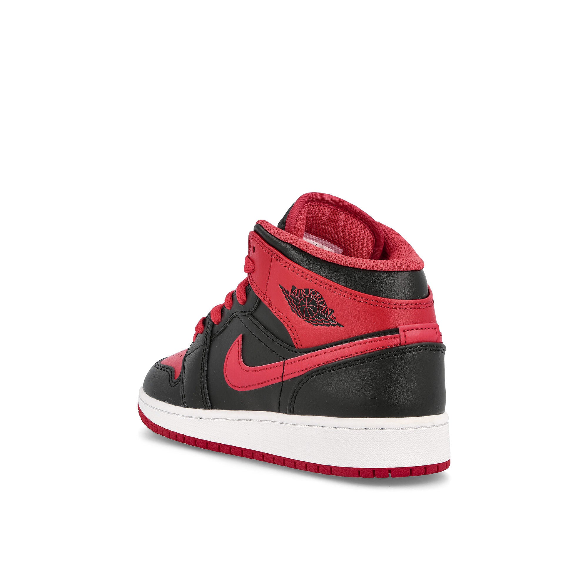 Jordan Air Jordan 1 Mid GS Black / Fire Red - White Mid Top Sneakers  Material | Overkill