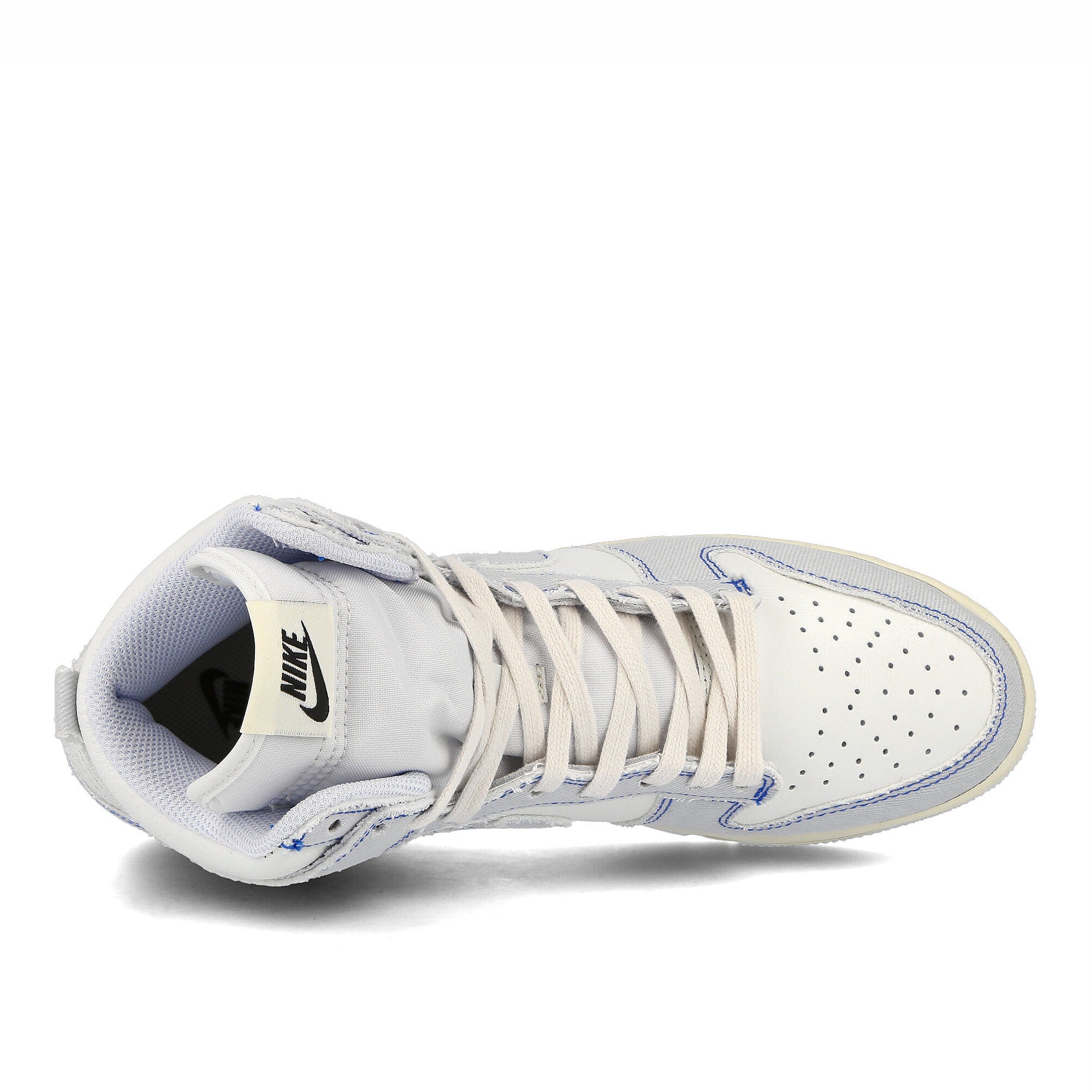 Nike dunk hi 1985 Summit White-Football Grey - Royal Blue High Top Sneakers  Detailfoto | Overkill