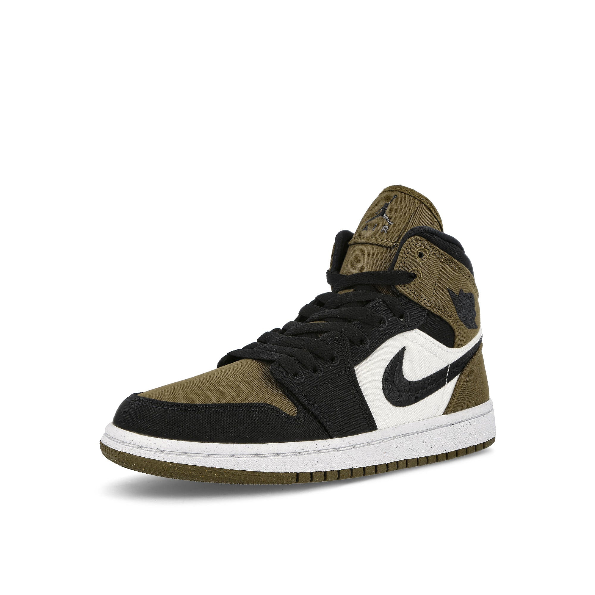 Jordan Wmns Air Jordan 1 Mid SE Light Olive / Black - Sail - White Sneakers  Close Up | Overkill