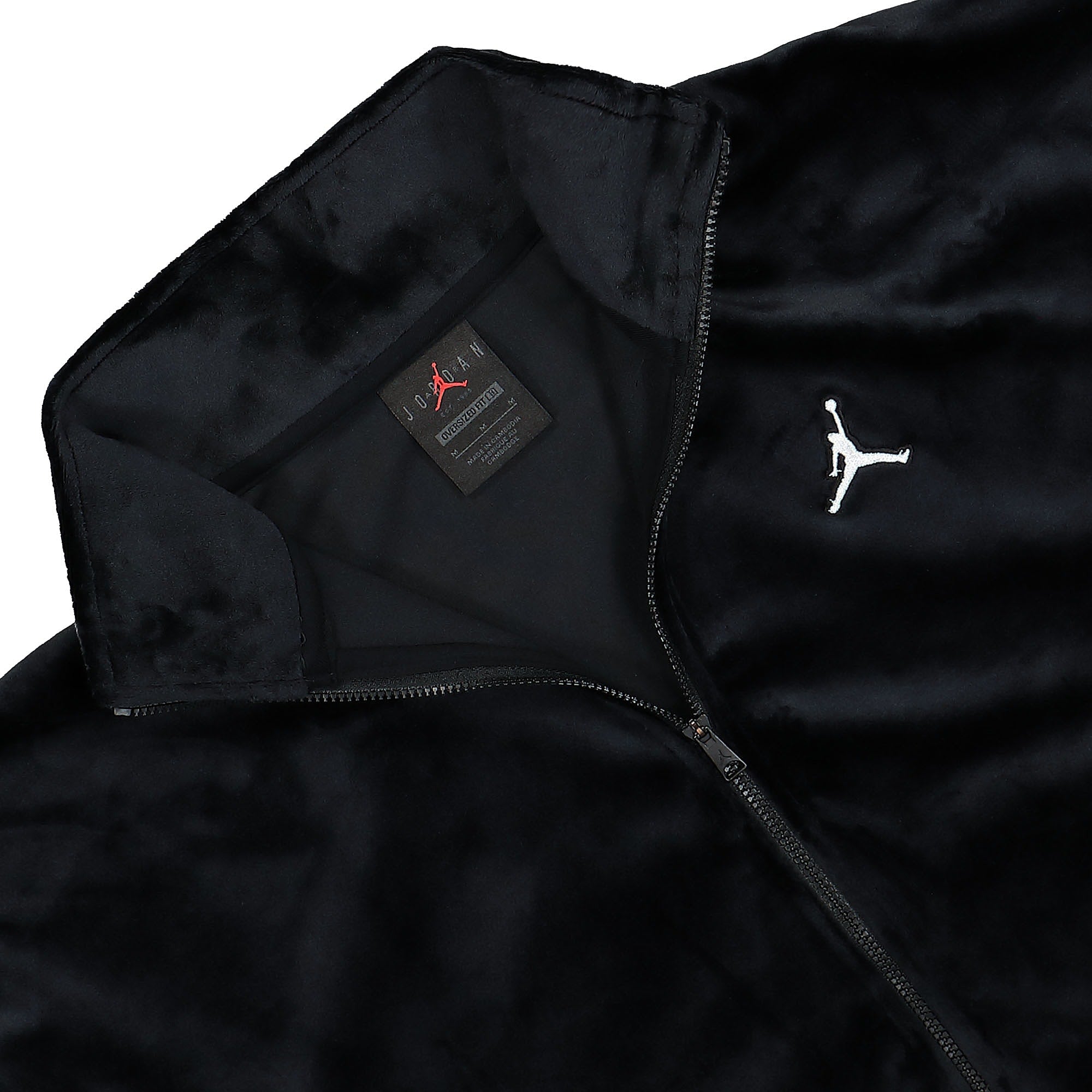Jordan Air Jordan W Flight Velour Fleece Jacket Black / Cement Grey / Sail Track Jackets Close-up | Overkill