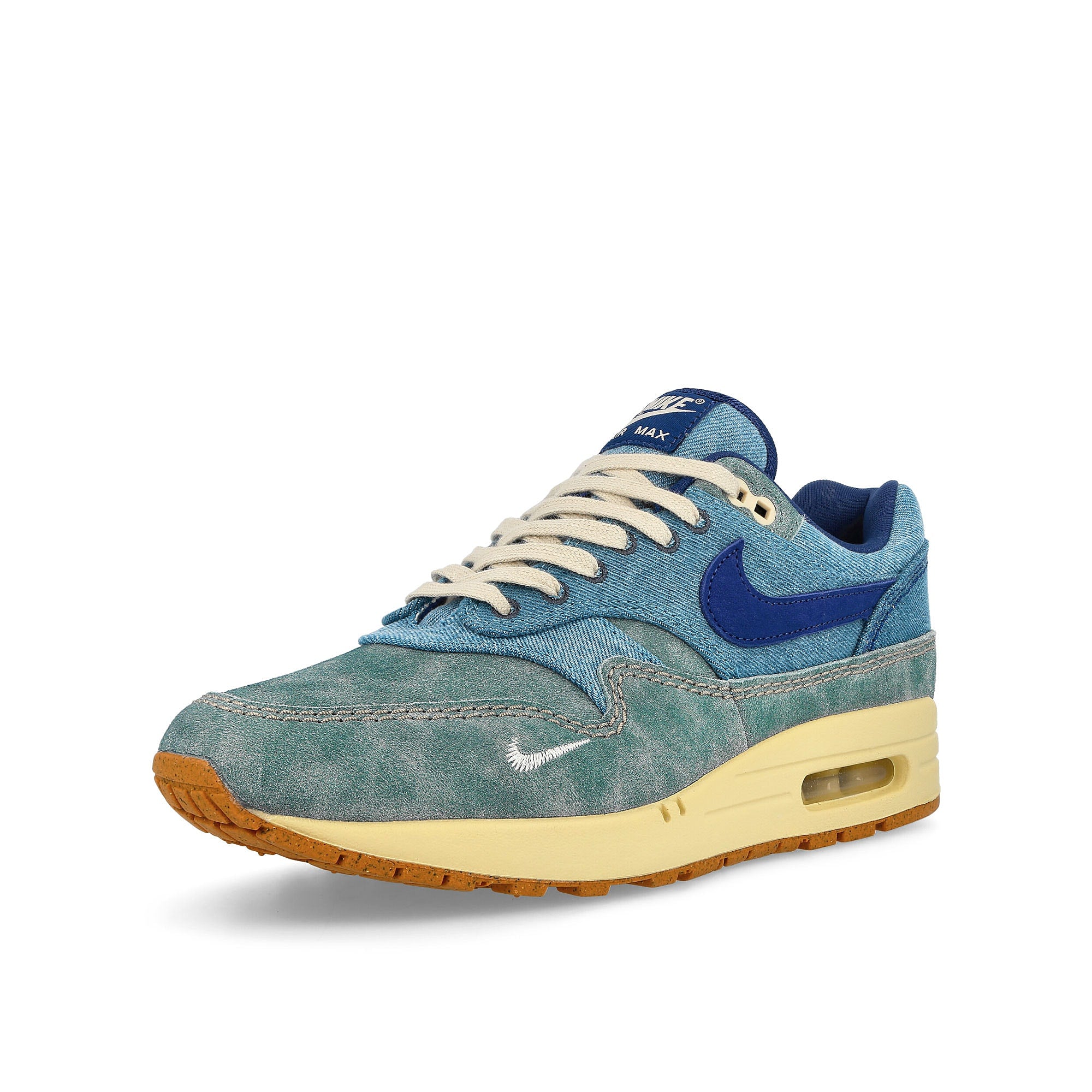 Nike air max 1 premium Mineral Slate-Deep Royal Blue - Lemon Wash Low Top Sneakers  Close Up | Overkill