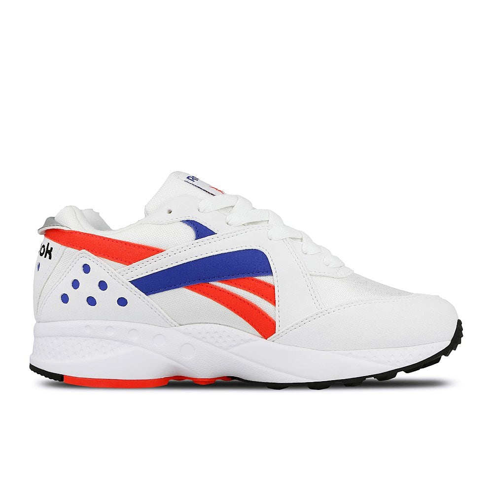Reebok pyro White-Neon Red-Cobalt-Black Sneakers  Silhouette | Overkill