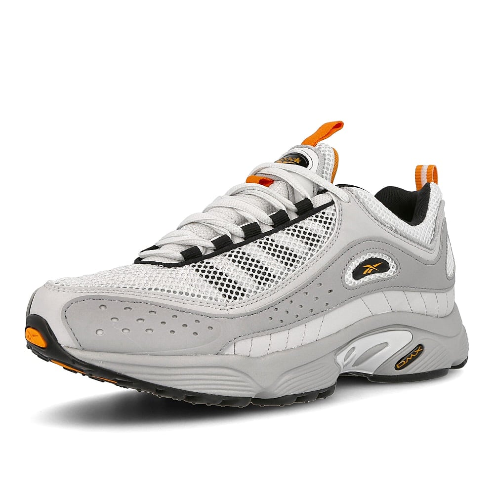 Reebok daytona dmx ii True Grey 3-True Grey 1-Bright Orange Low Top Sneakers  Close Up | Overkill