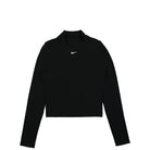 Nike W Essential Ribbed Mock Long Sleeve Top Black / White Longsleeves DV7880 010 | Overkill