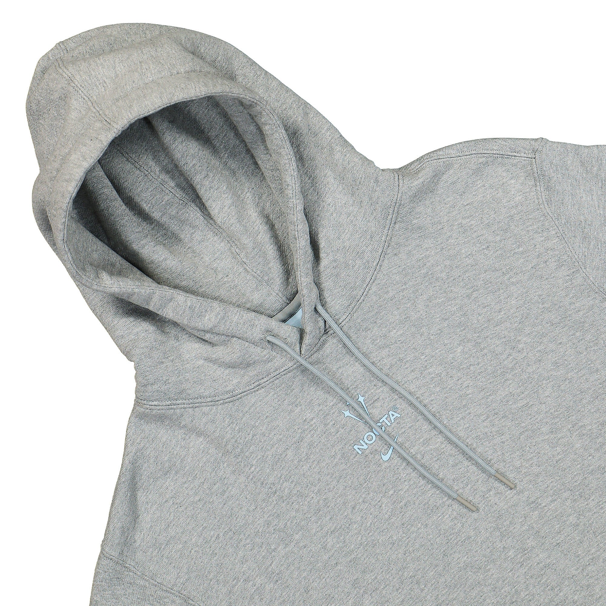 Nike NOCTA x Nike NRG DY Fleece Hoodie Dark Grey Heather / Cobalt Tint Hoodies Close-up | Overkill